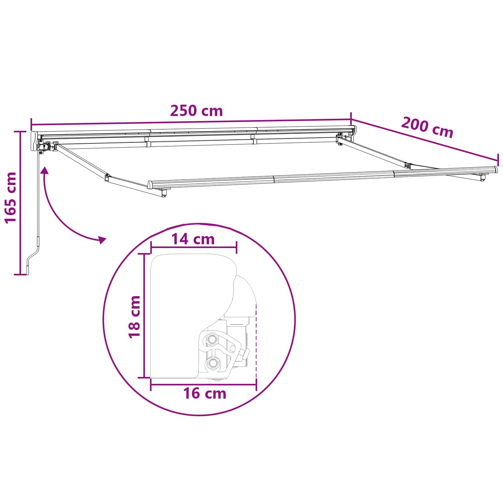 Ručno sklopiva tenda Sivosmeđa 2,5 x 2 m Poliester i aluminij