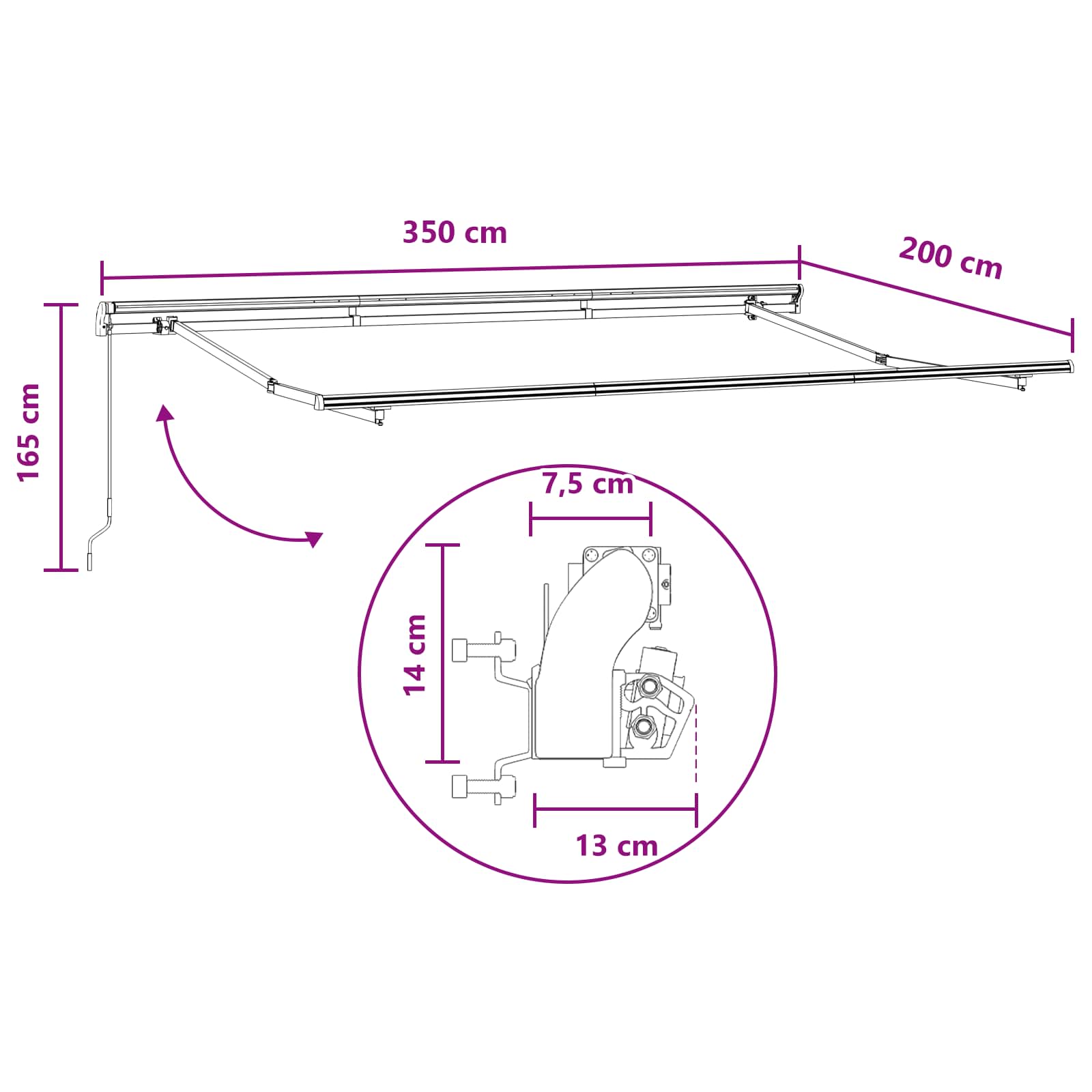 Skrovita tenda Sivosmeđa 3,5 x 2 m tkanina