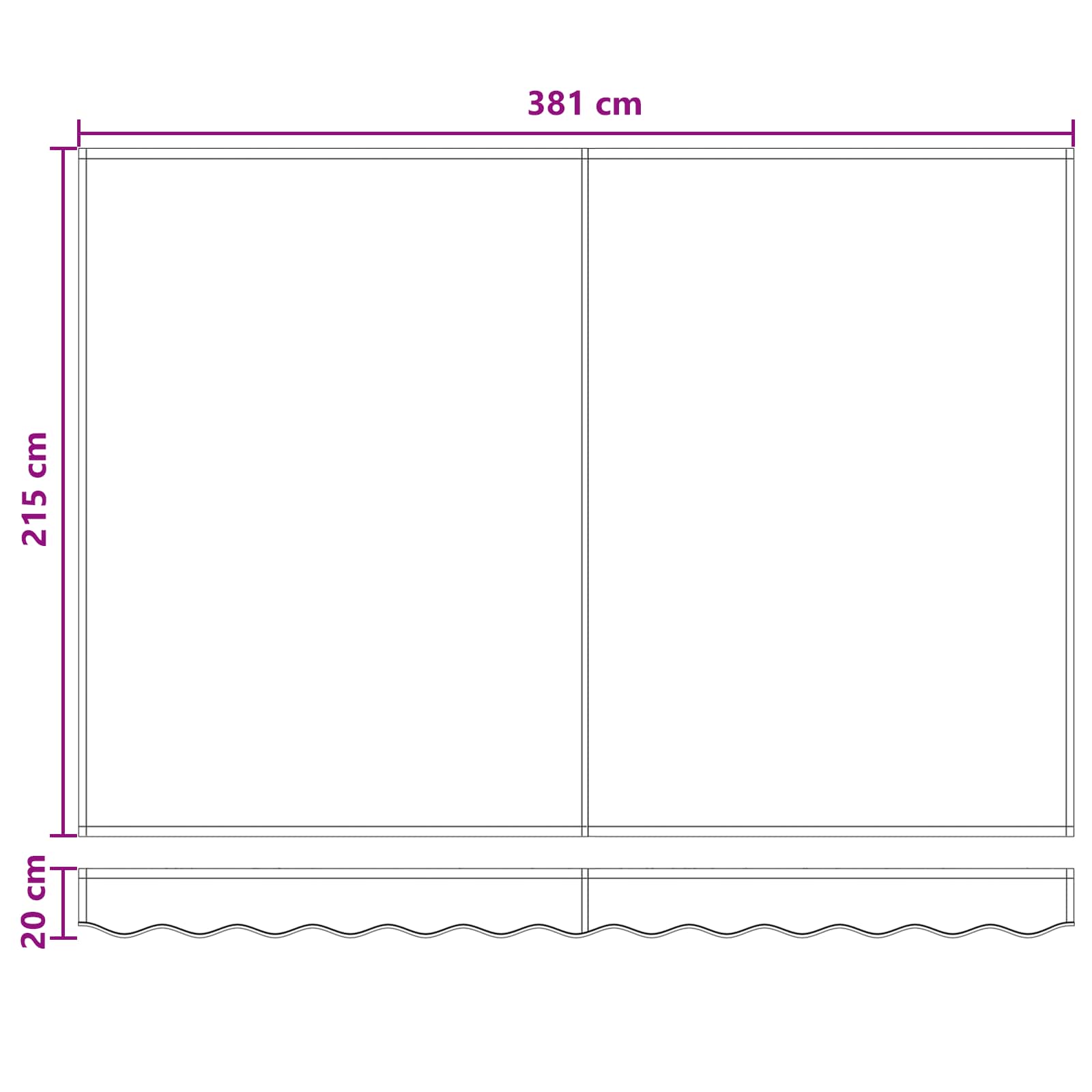 Povlačivi tende Svijetlo siva i bijela. 4 x 2 m