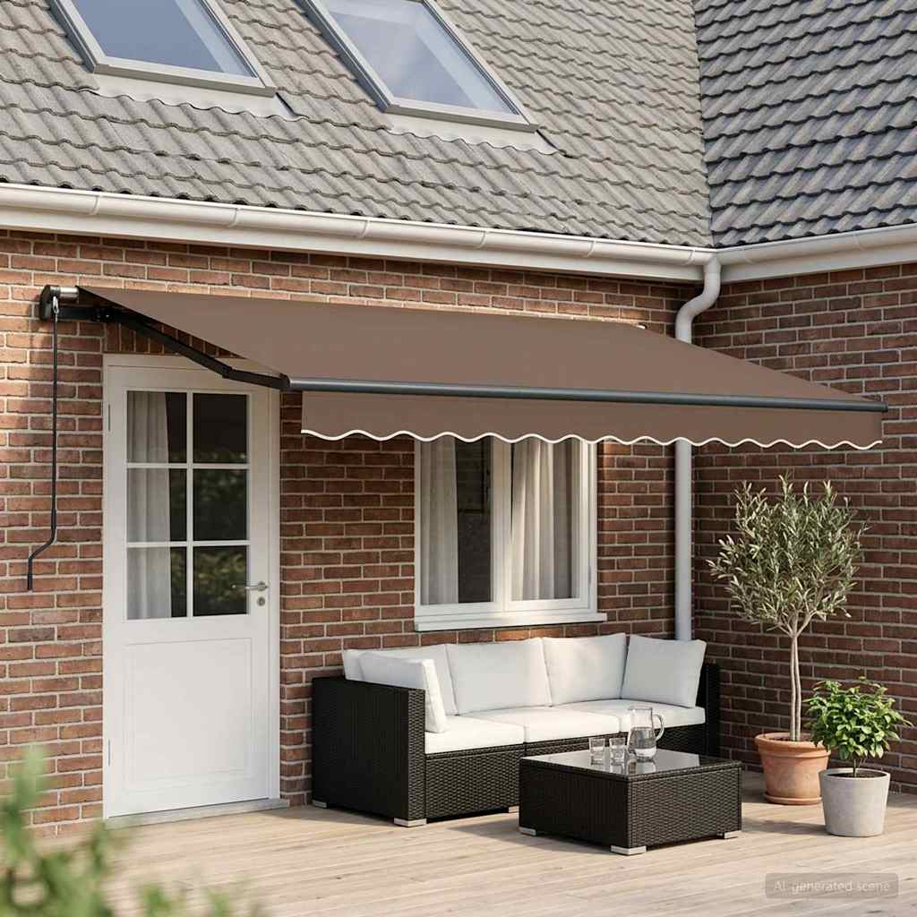 Povlačivi tende Sivosmeđa 450 × 300 cm Poliester i aluminij