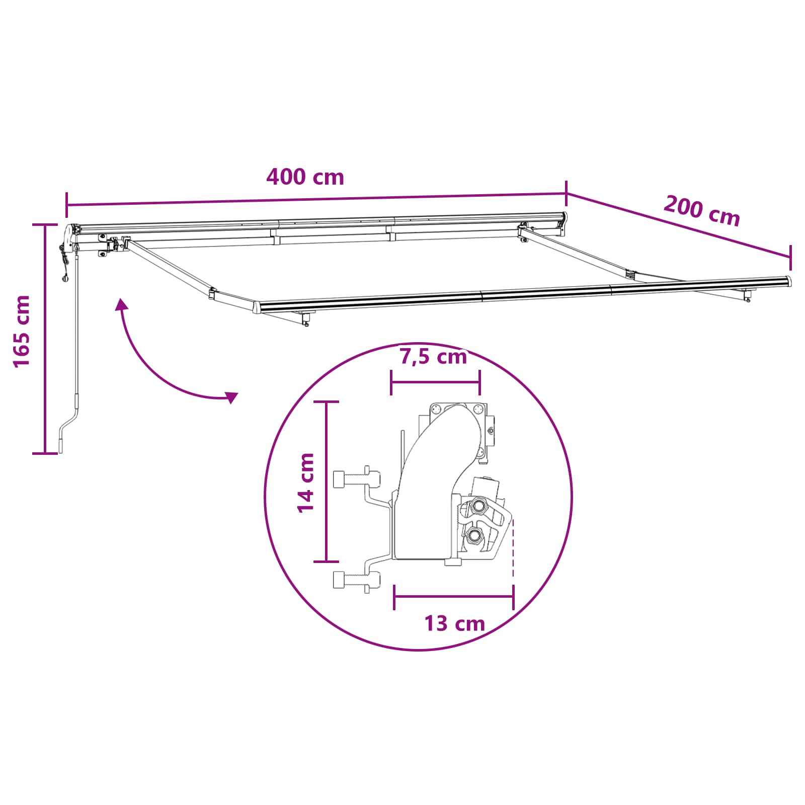 Skrovita tenda Pijesak 4 x 2 m tkanina