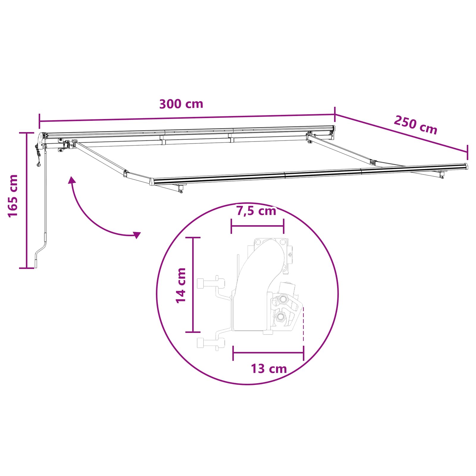 Povlačivi tende Pijesak 300 x 250 cm Tkanina i Aluminij