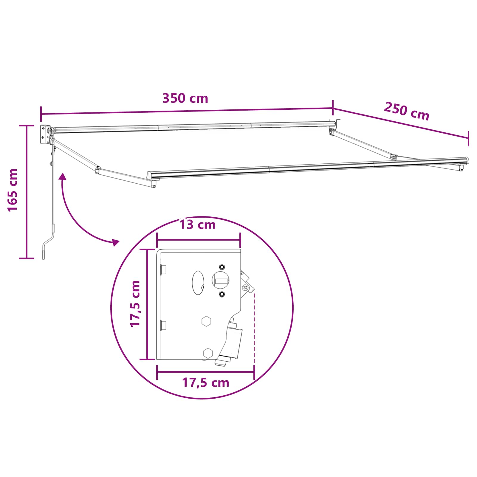Nadstrešnica Sivosmeđa 3,5 x 2,5 m Poliester i metal