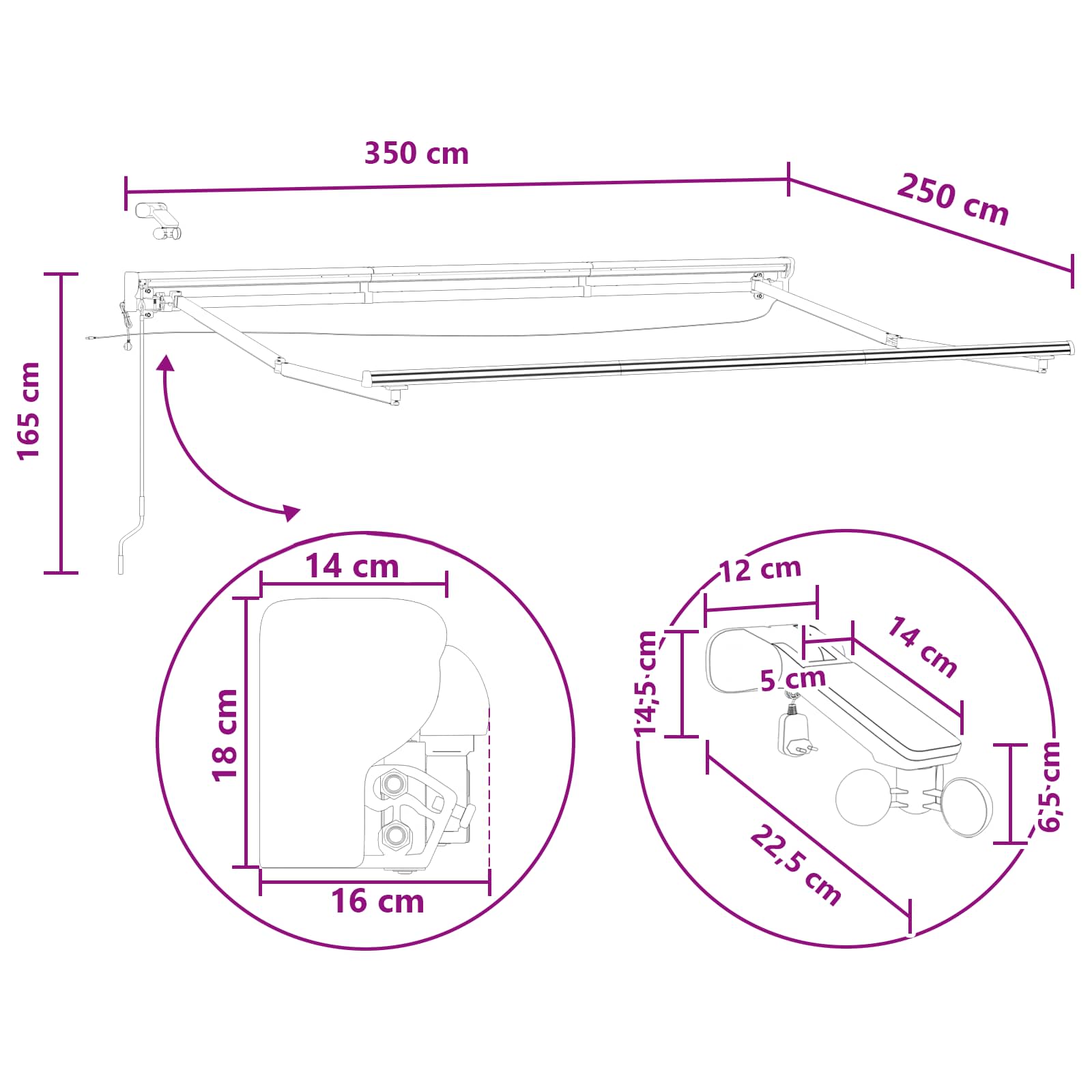 Električna retraktabilna tenda Pijesak 3,5 x 2,5 m