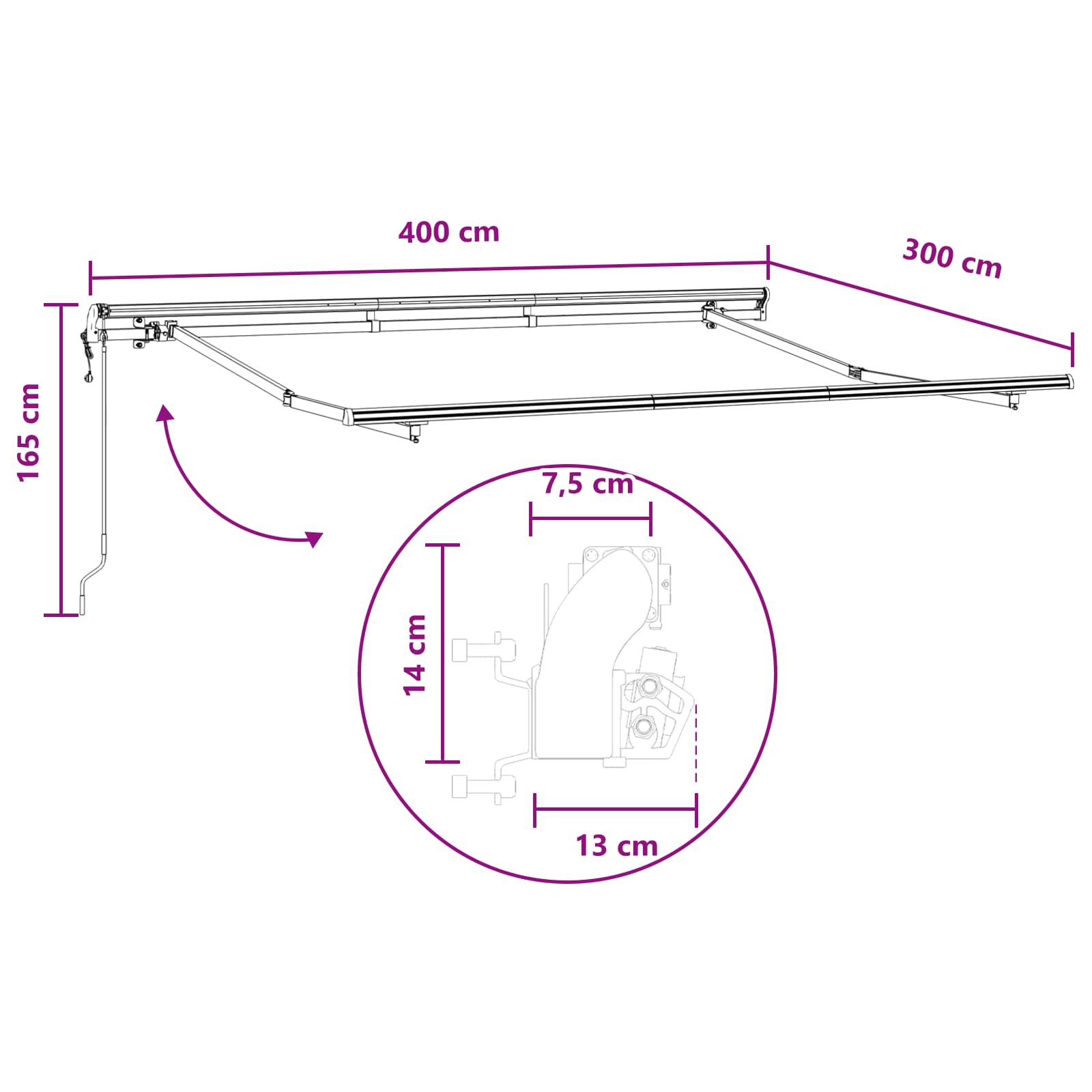Povlačivi tende Pijesak 4 × 3 m Tkanina i Aluminij