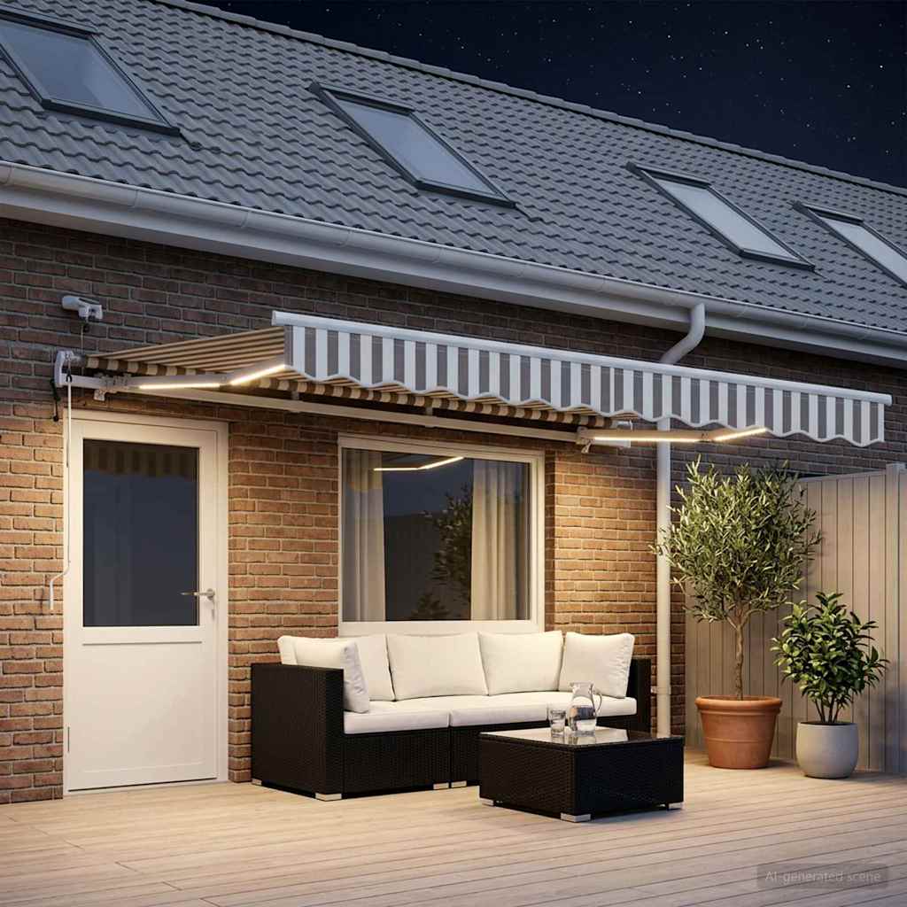 Tkanina za tende Svijetlo siva i bijela. 600 × 300 cm Poliester