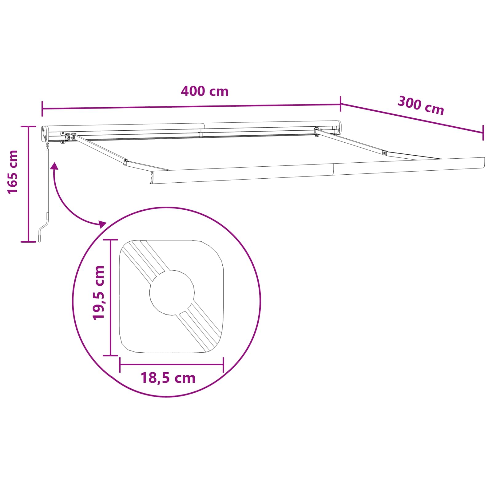 Povlačivi tende Pijesak 400 × 300 cm Platno i Aluminij