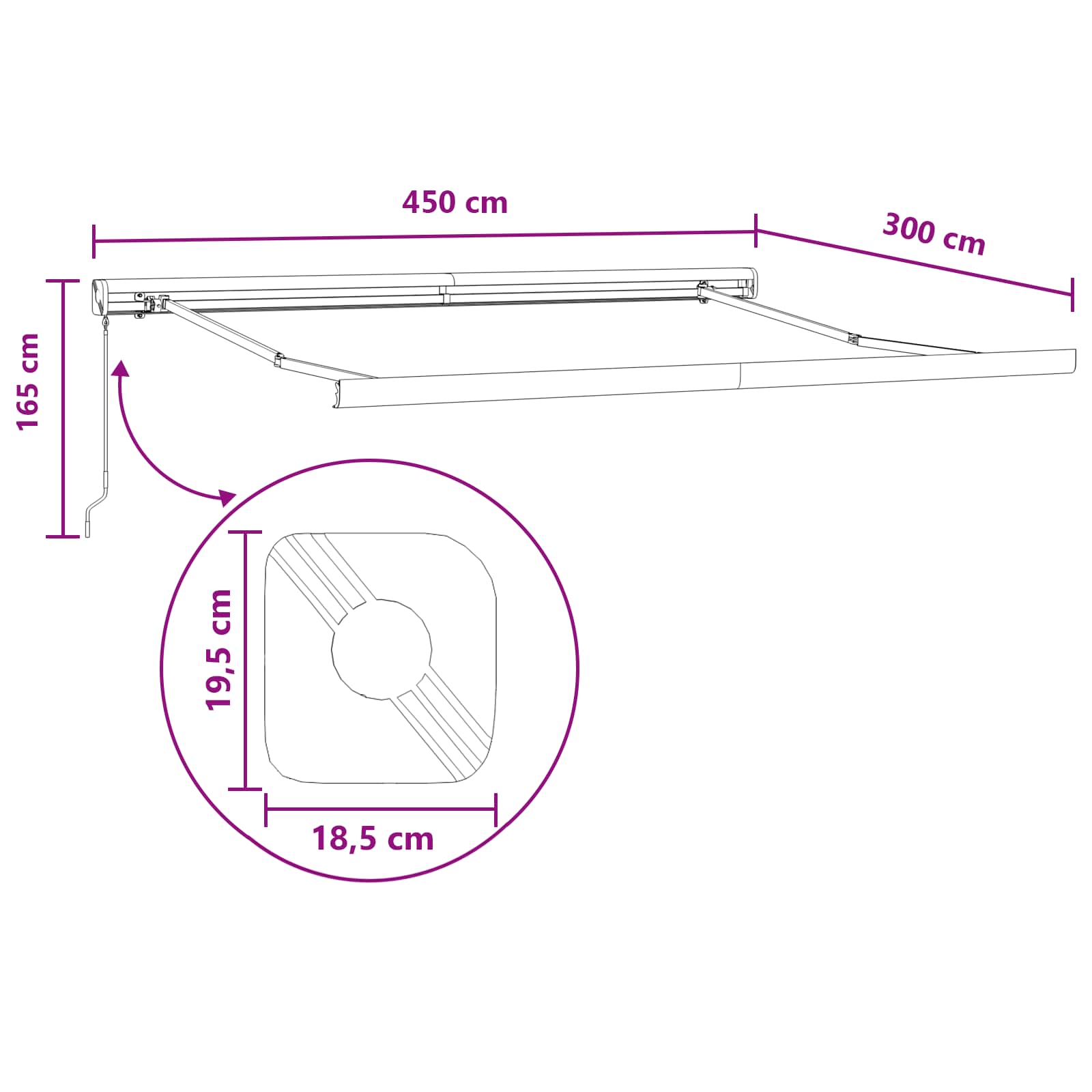 Povlačivi tende Pijesak 450 × 300 cm Platno i Aluminij