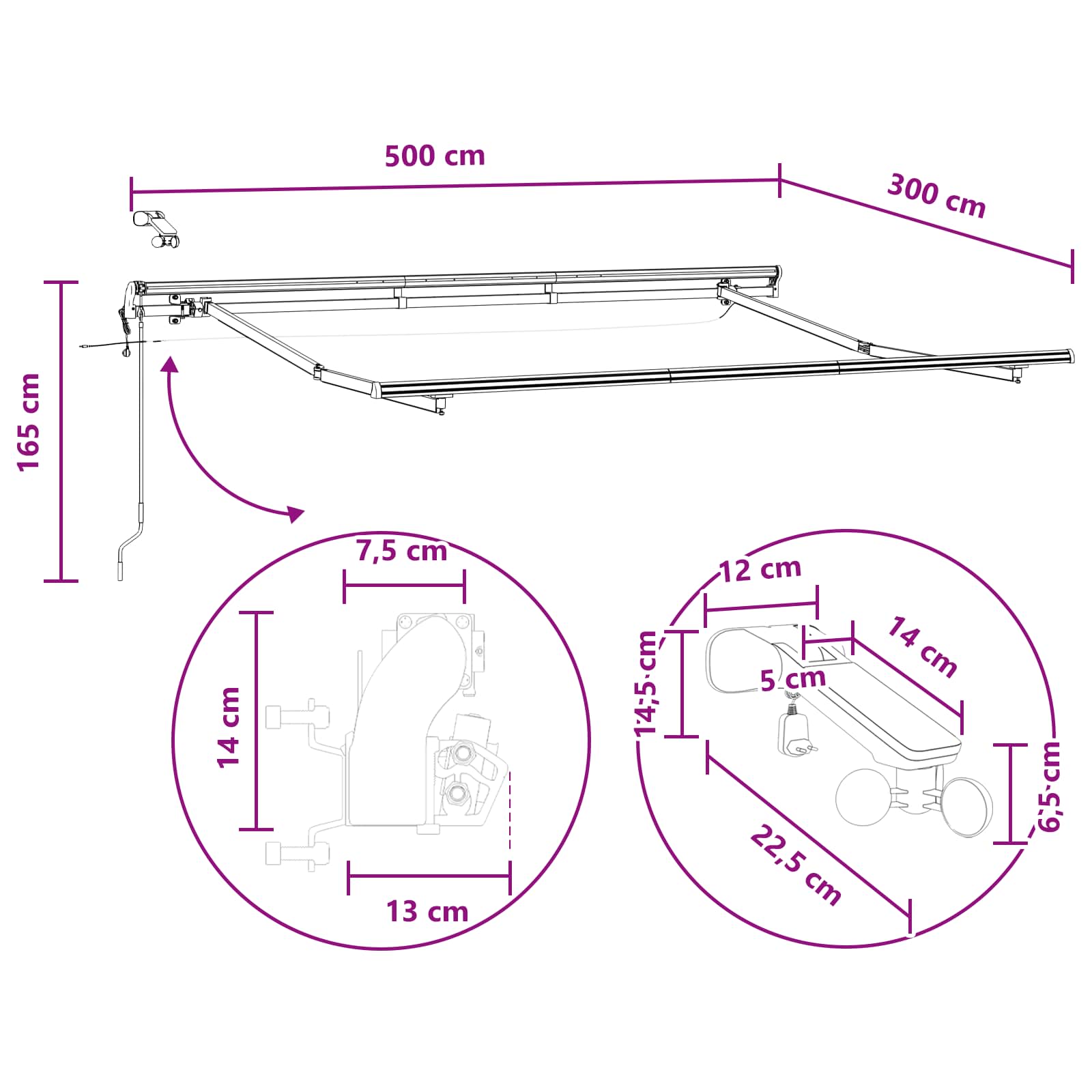 Tkanina za tende Svijetlo siva i bijela. 500 × 300 cm Poliester