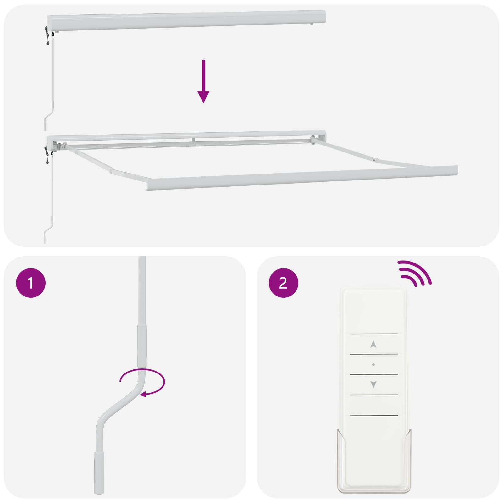 Povlačivi tende Svijetlo siva i bijela. 500 × 300 cm