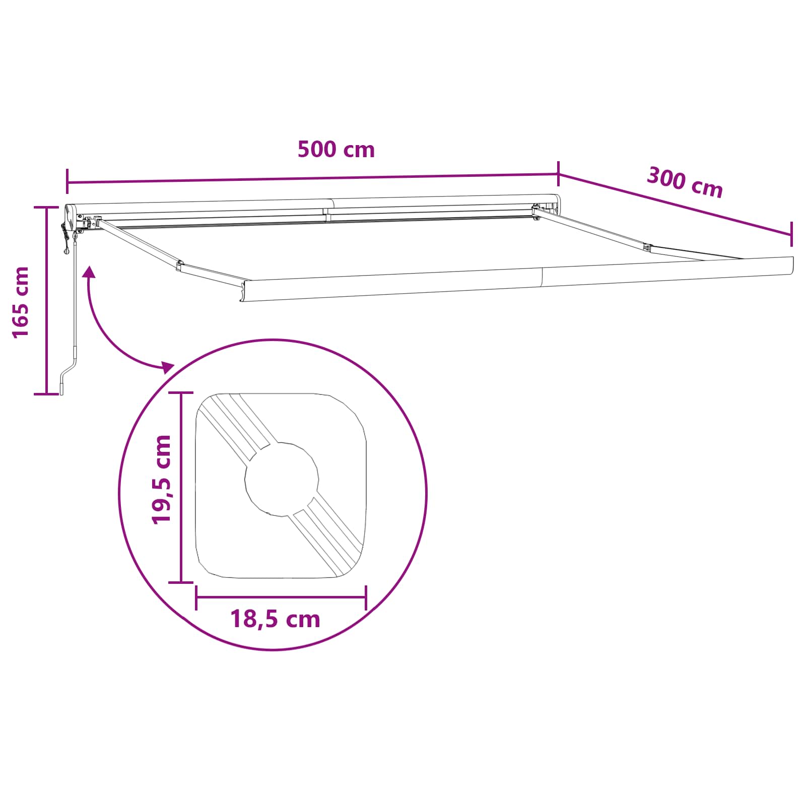 Povlačivi tende Pijesak 500 × 300 cm Tkanina i Metal