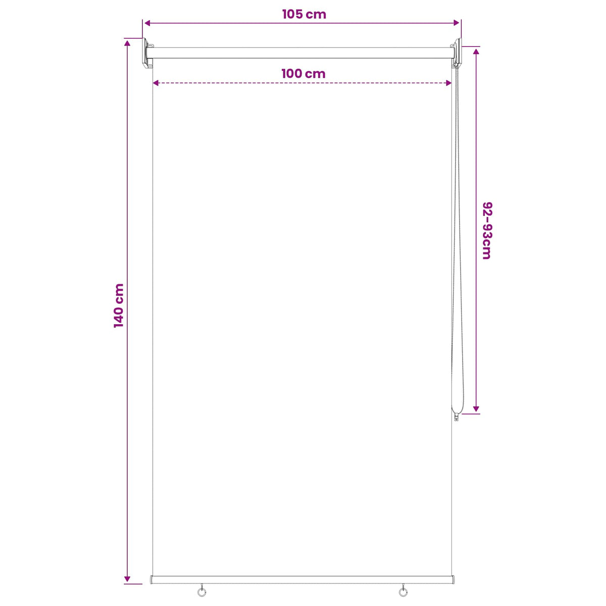Vanjska roleta 90% blokada UV zraka Plava i bijela pruga 100 x 140 cm