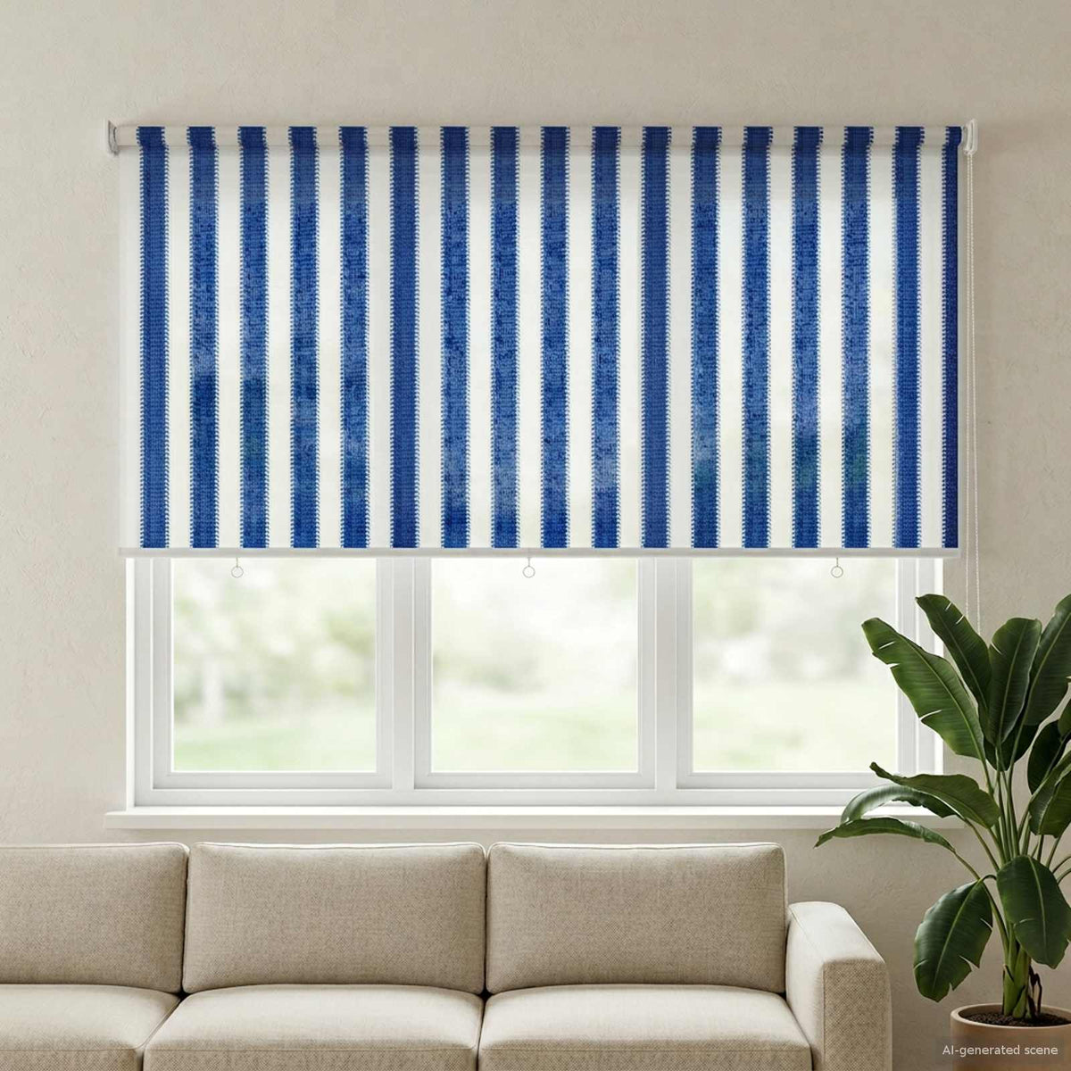 Vanjska roleta 90% blokada UV zraka Plava i bijela pruga 120 x 140 cm