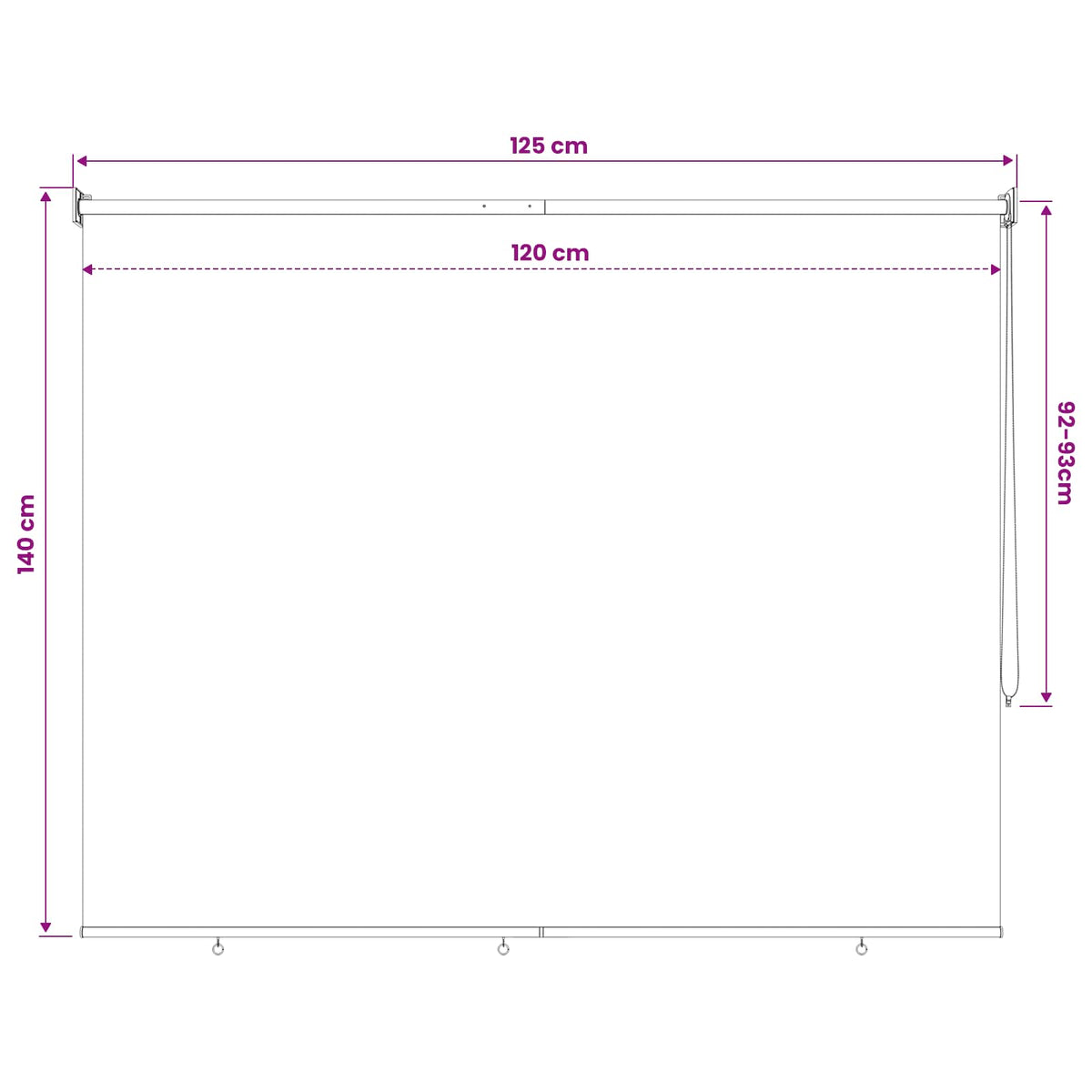 Vanjska roleta 90% blokada UV zraka Plava i bijela pruga 120 x 140 cm