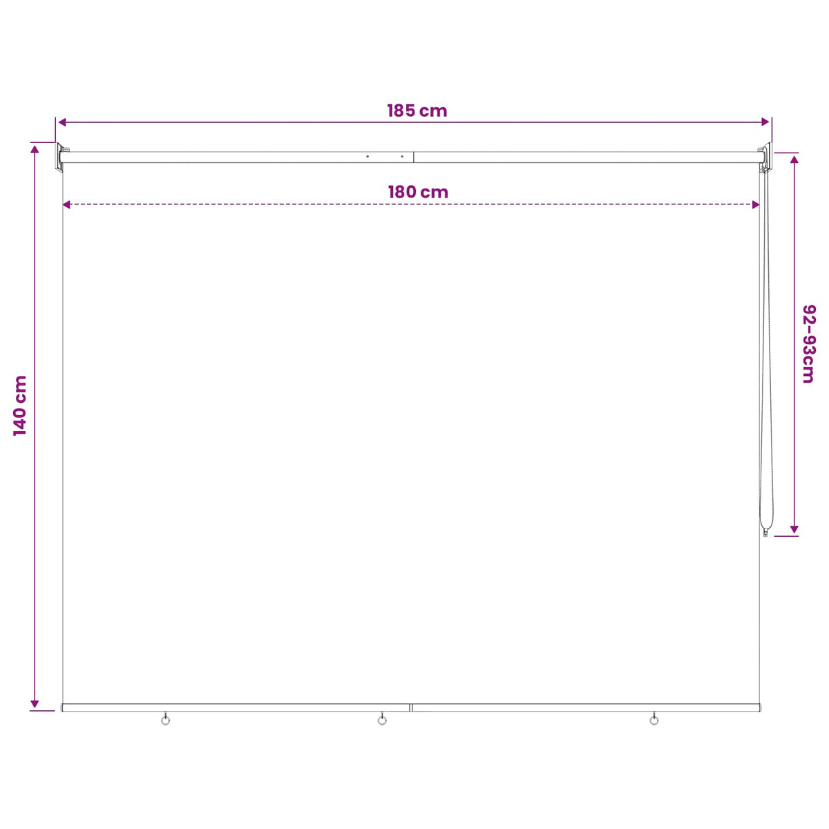 Vanjska roleta 90% blokada UV zraka Plava i bijela pruga 180 x 140 cm