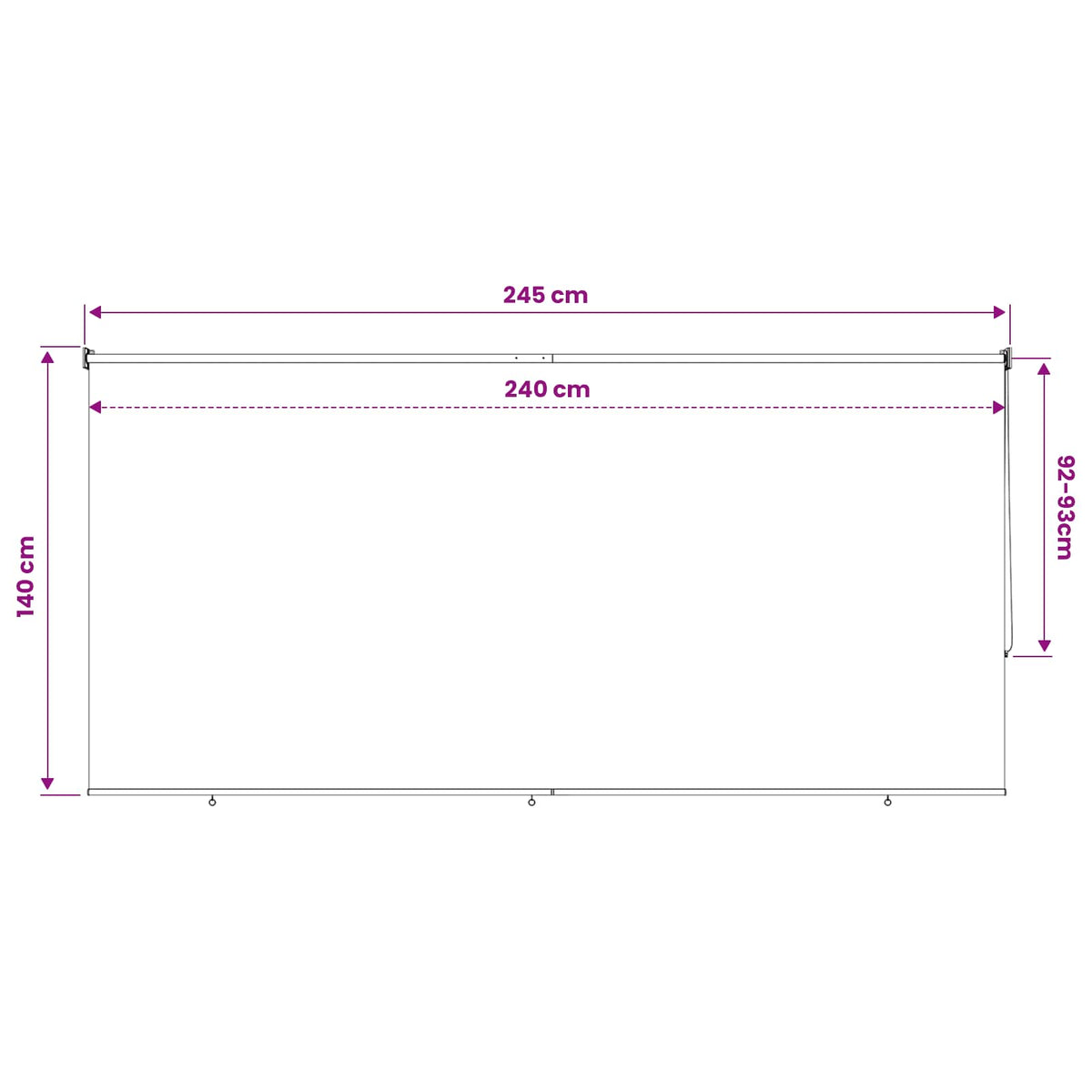Vanjska roleta 90% blokada UV zraka Plava i bijela pruga 240 x 140 cm