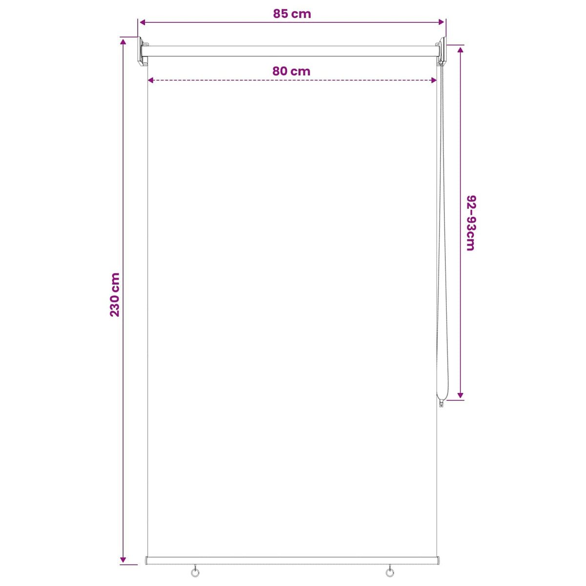 Vanjska roleta 90% blokada UV zraka Plava i bijela pruga 80 x 230 cm