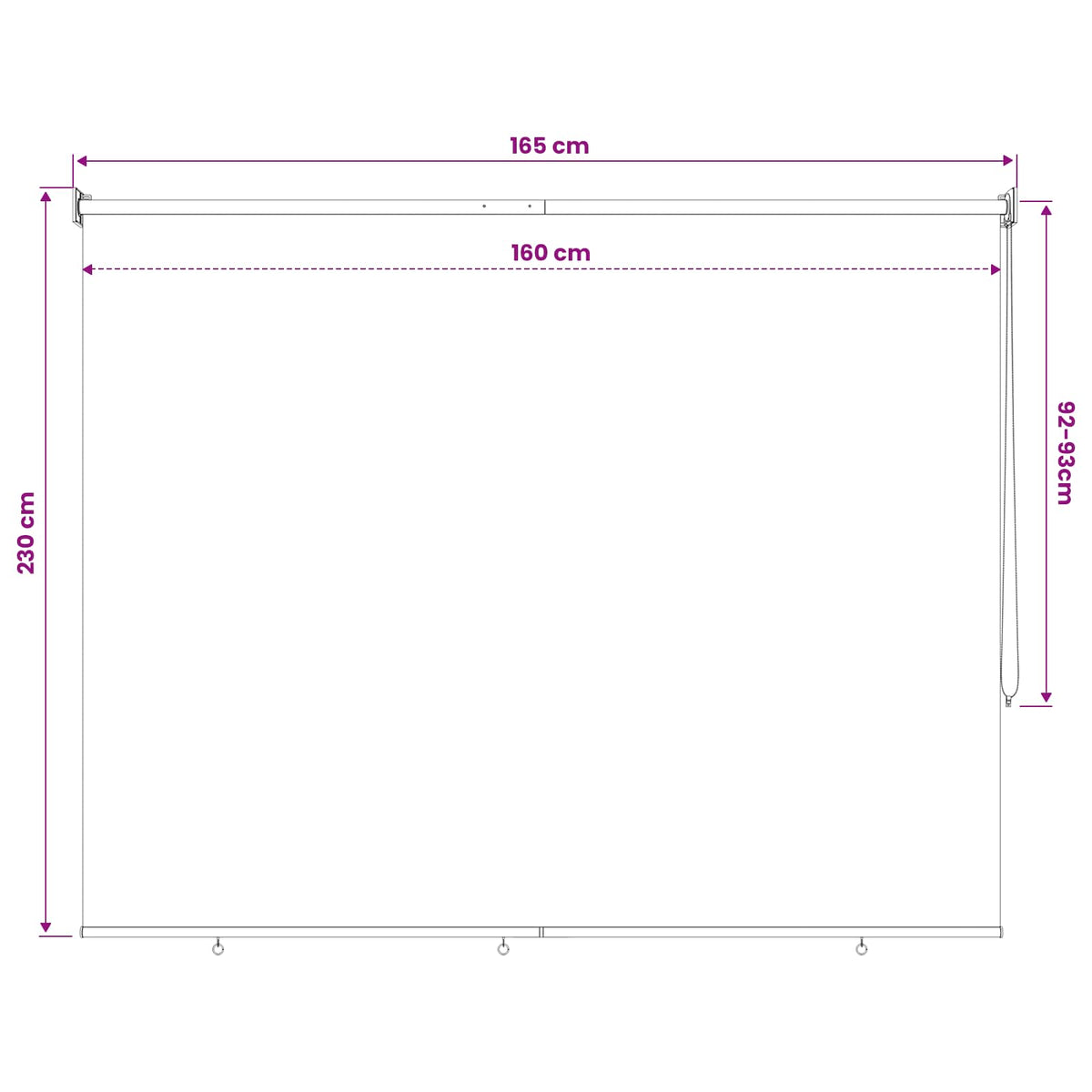 Vanjska roleta 90% blokada UV zraka Plava i bijela pruga 160 x 230 cm