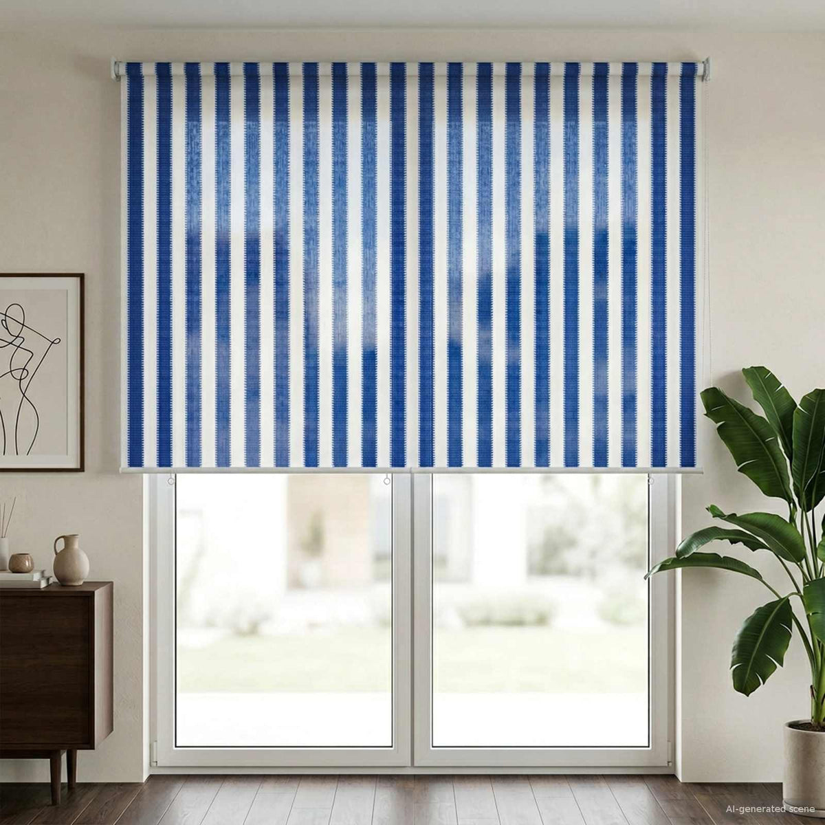 Vanjska roleta 90% blokada UV zraka Plava i bijela pruga 180 x 230 cm