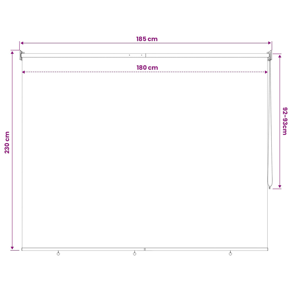 Vanjska roleta 90% blokada UV zraka Plava i bijela pruga 180 x 230 cm