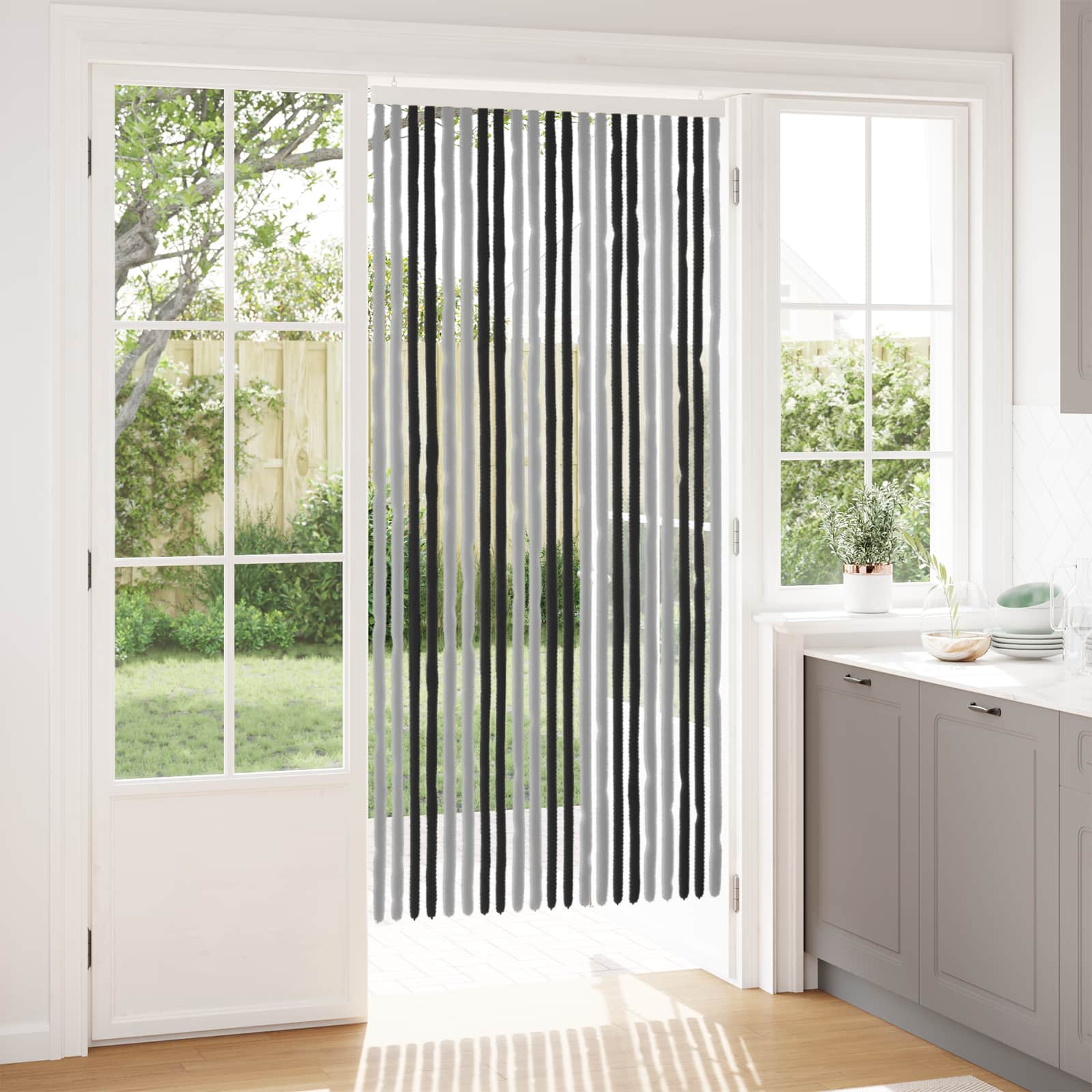 Zavjesa protiv insekata Chenille Siva i crna 90 x 200 cm