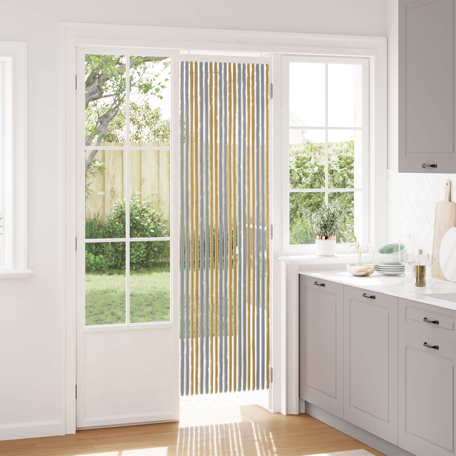 Zavjesa protiv insekata Chenille Siva i bež 56 x 200 cm 100% PP