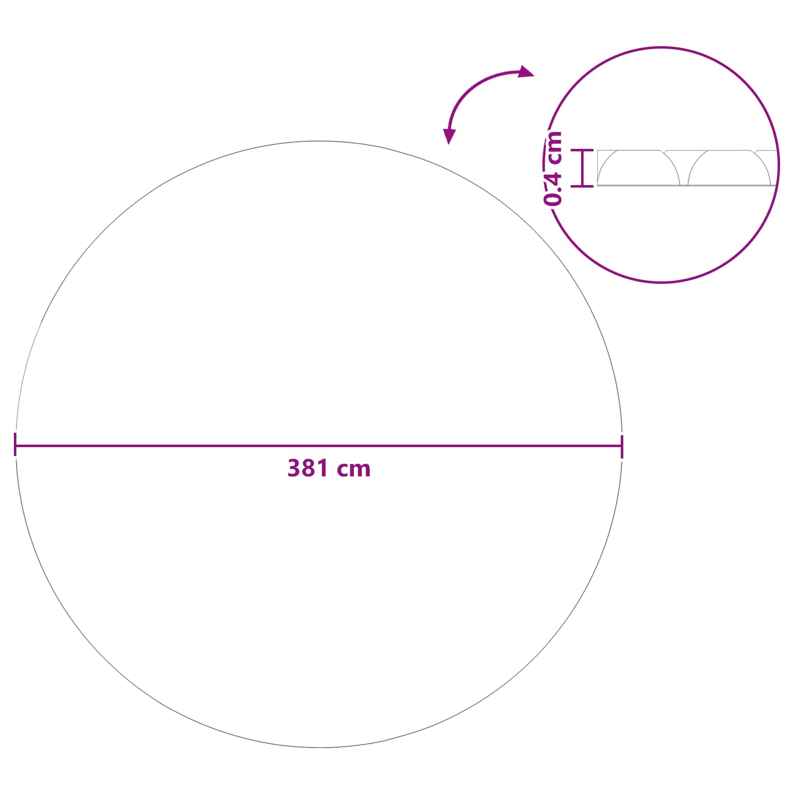 Solarna pokrivača za bazen teške kvalitete Crna Ø 381 cm 200 μm
