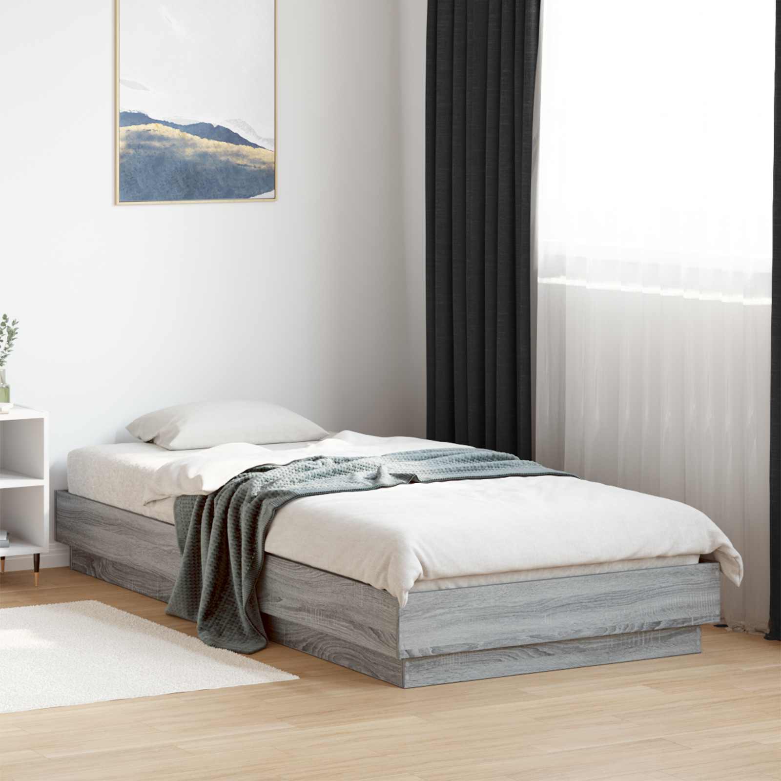 Okvir kreveta za pod Siva Sonoma 80 x 200 cm Konstruirano drvo