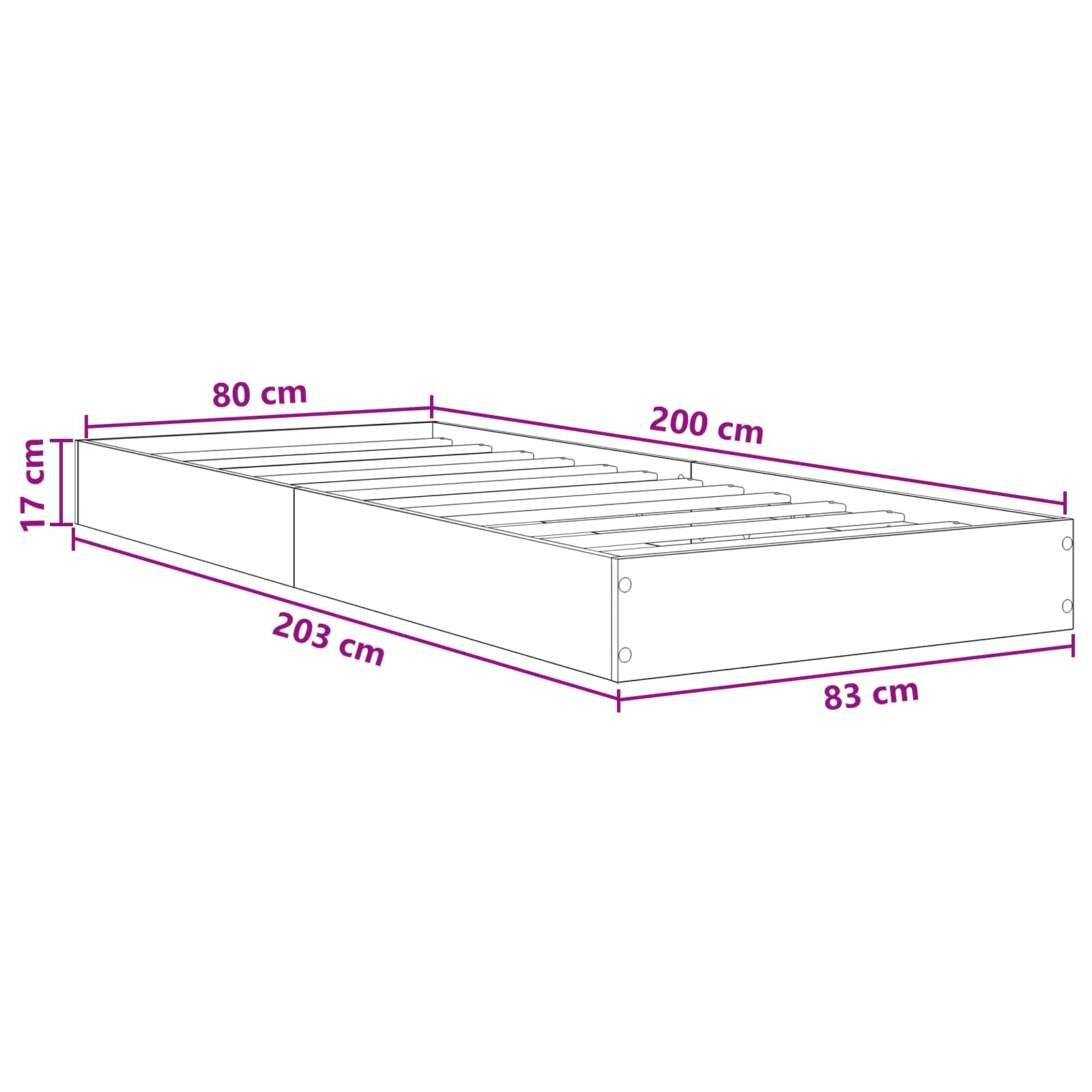 Okvir kreveta za pod Dimljeni hrast 80 x 200 cm