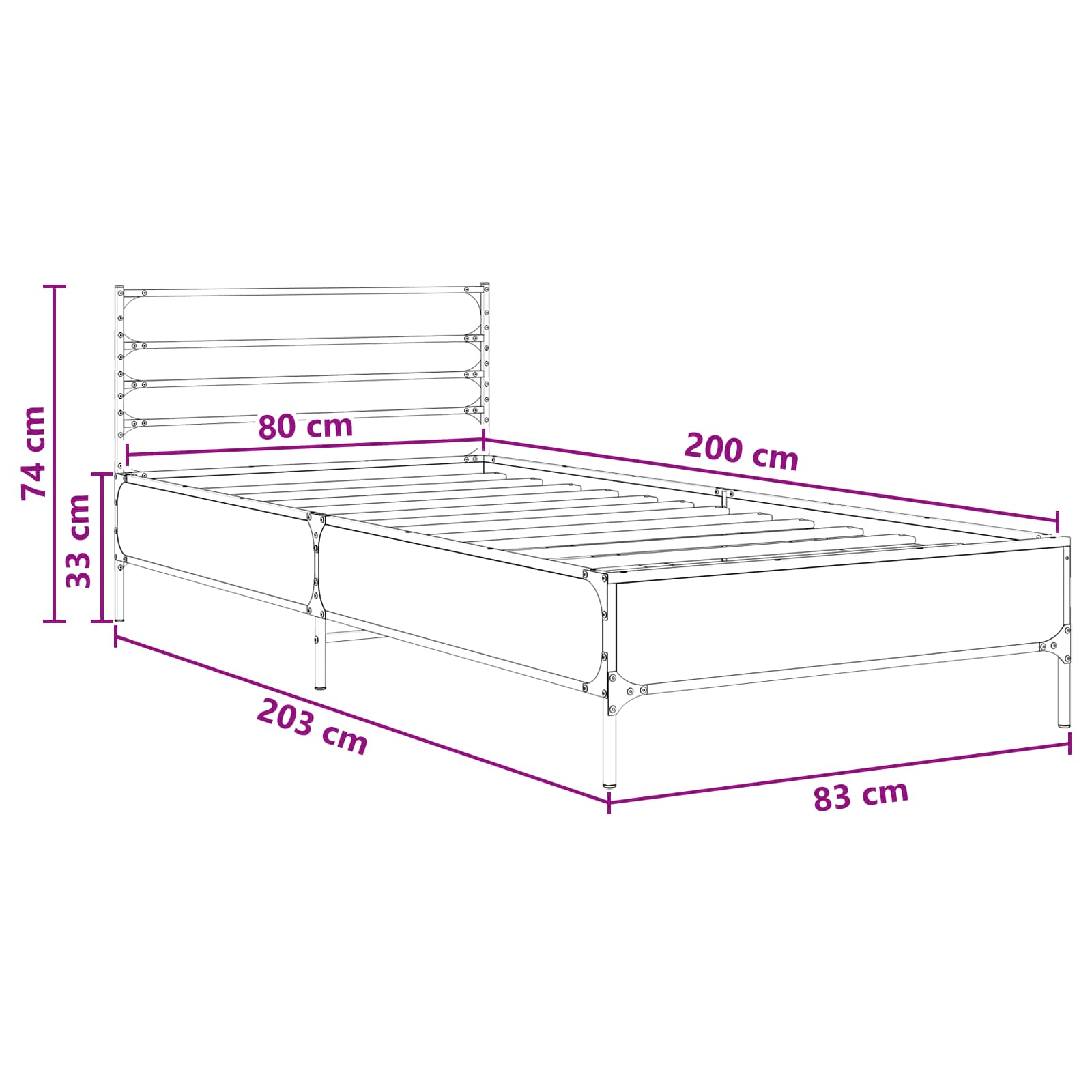 Krevetna konstrukcija Hrast sonoma 80 x 200 cm
