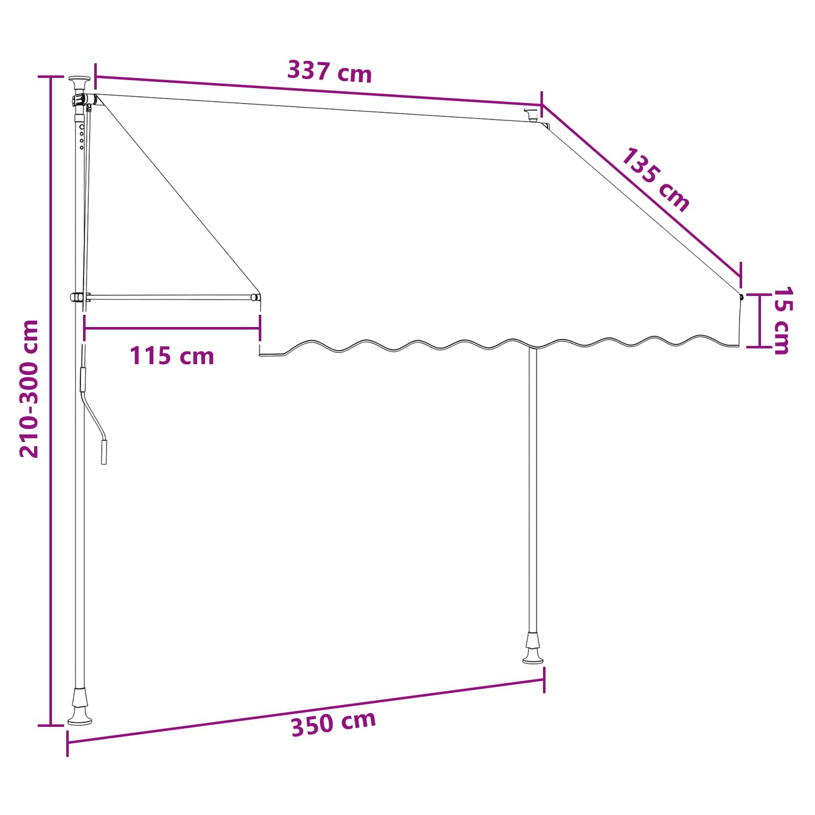 Ručno sklopiva tenda Antracit i bijelo 350 cm