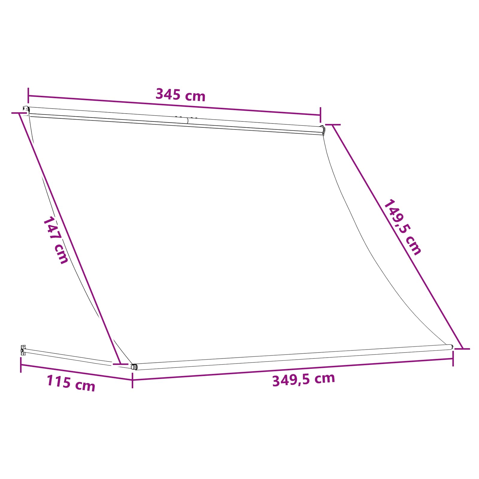 Nadstrešnica Bež 350 x 150 cm 180 g / m² poliester s PU premazom