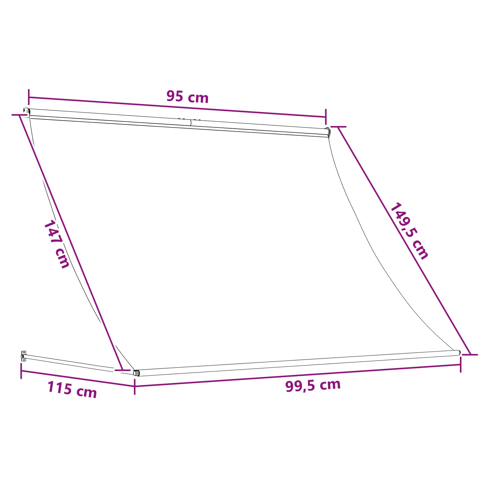 Nadstrešnica Crna 100 x 150 cm 180 g / m² poliester s PU premazom