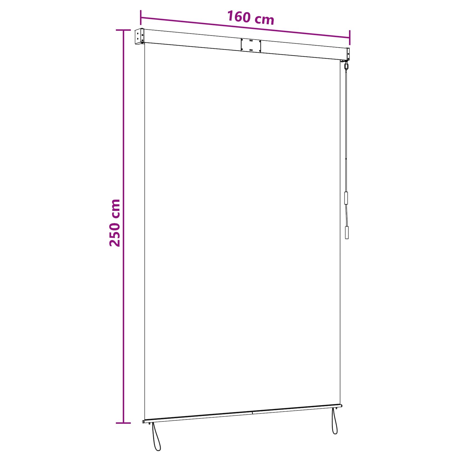 Rolo zavjesa Crna 120 x 250 cm Tkanina i aluminij