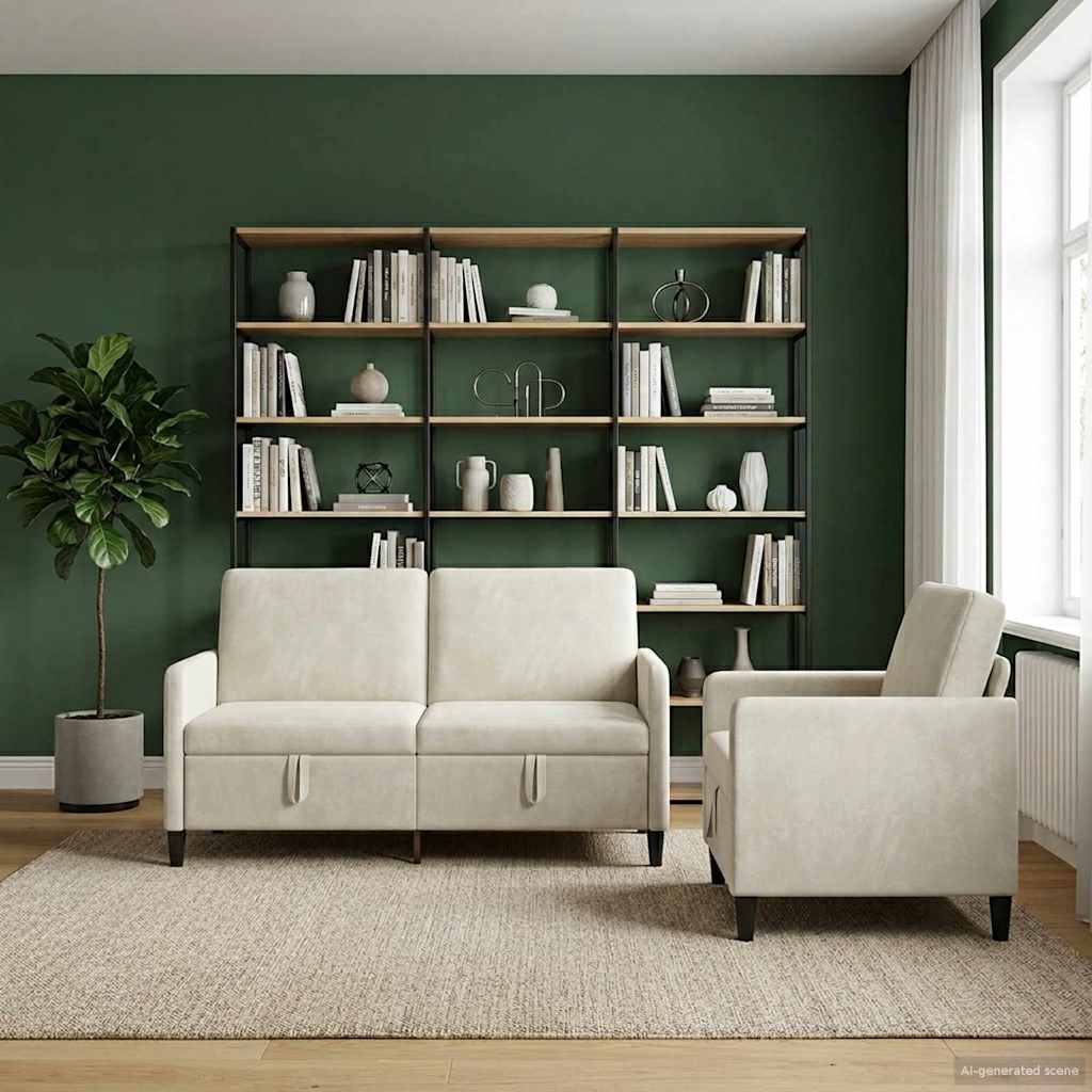 Set sofe s pohranom 2 kom. Krem Poliester 152 x 78 x 87 cm