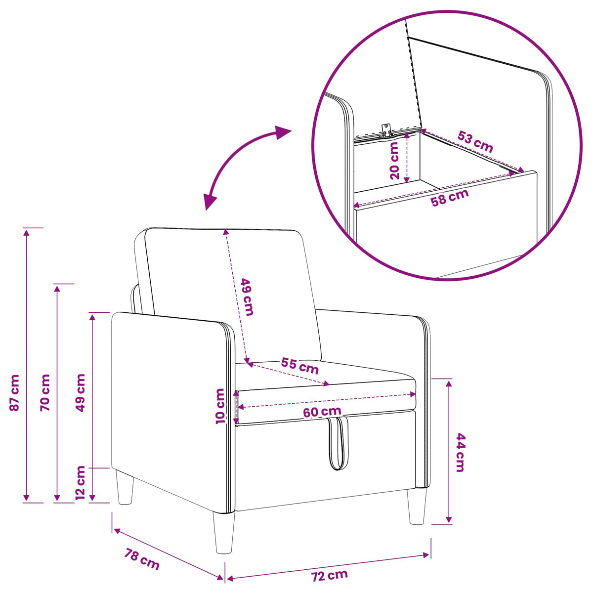 Set sofe s pohranom 2 kom. Krem Poliester 152 x 78 x 87 cm