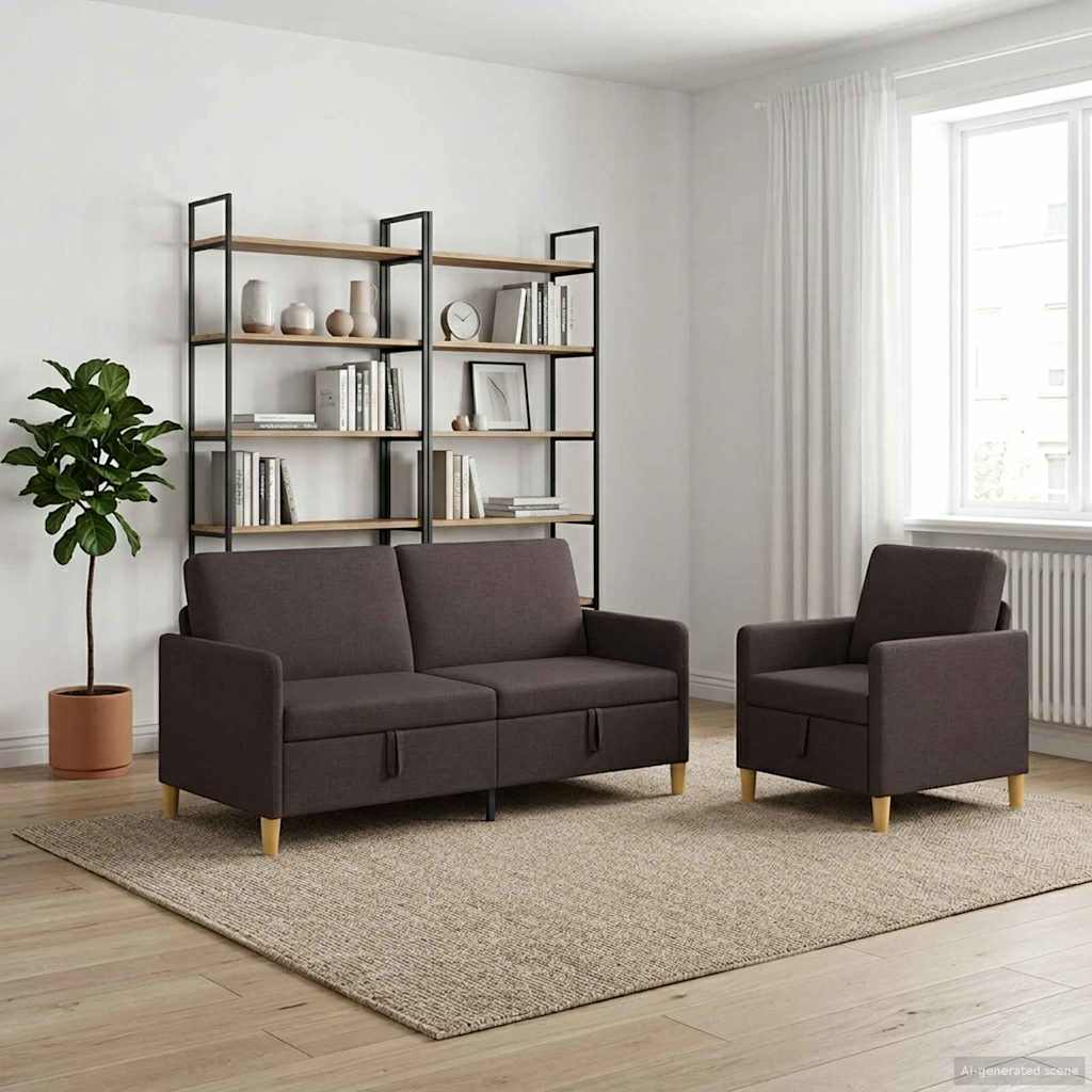 Set sofe s pohranom 2 pcs Tamno smeđa Poliester