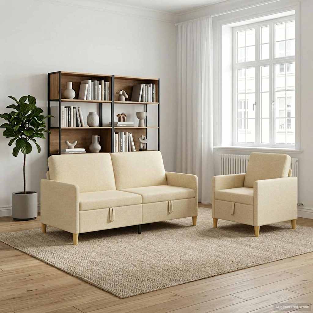 Set sofe s pohranom 2 pcs Krem Poliester