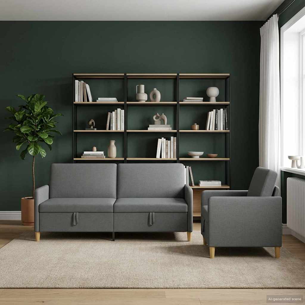 Set sofe s pohranom 2 pcs Tamnosiva Poliester