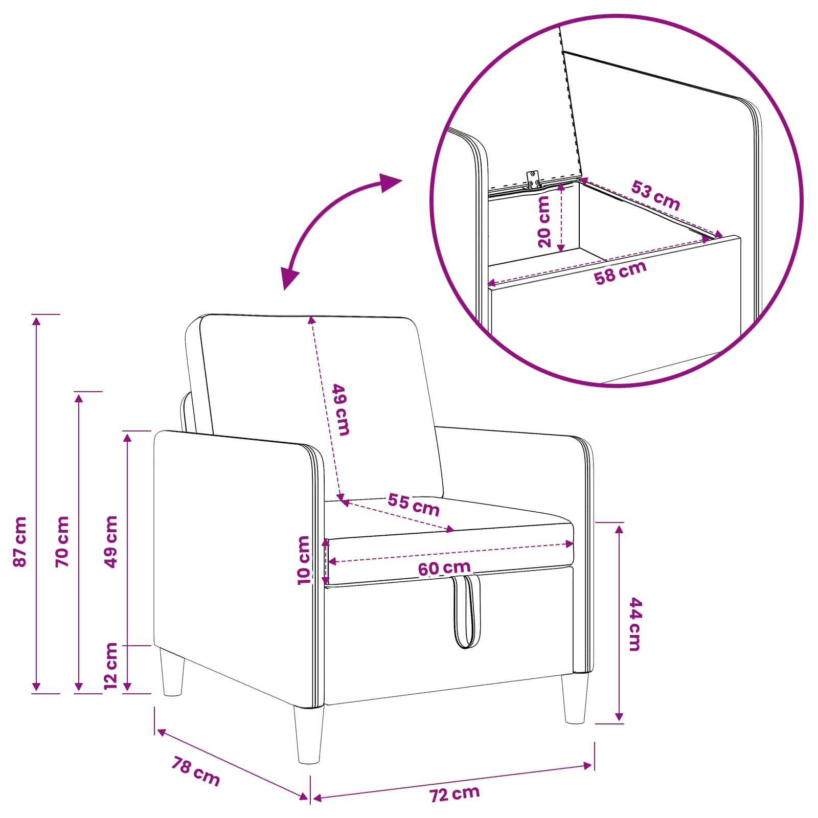 Set sofe s pohranom 2 pcs Tamno žuta Poliester