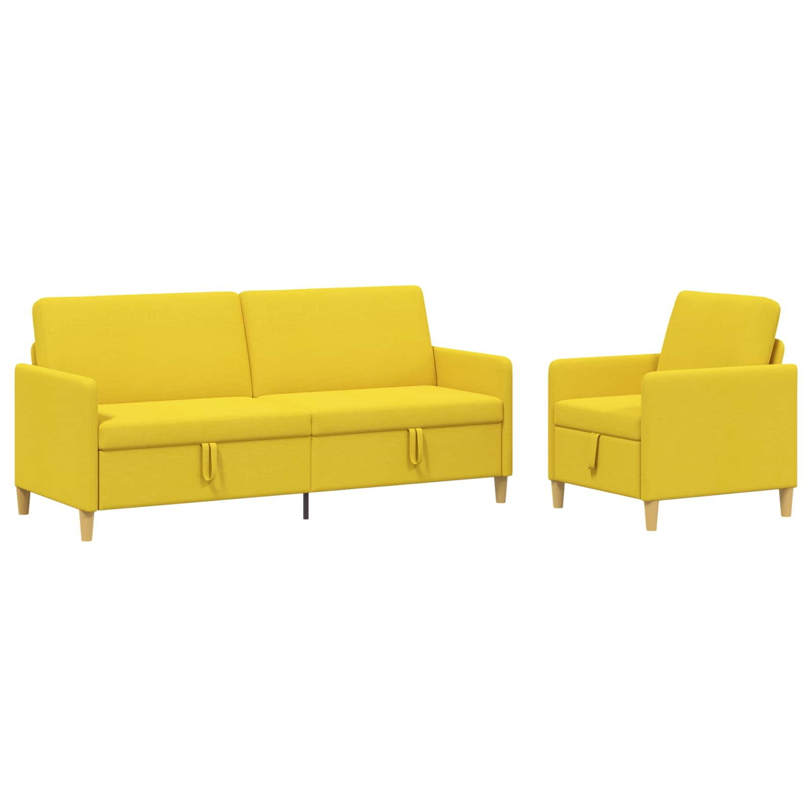 Set sofe s pohranom 2 pcs Svijetlo žuta Poliester