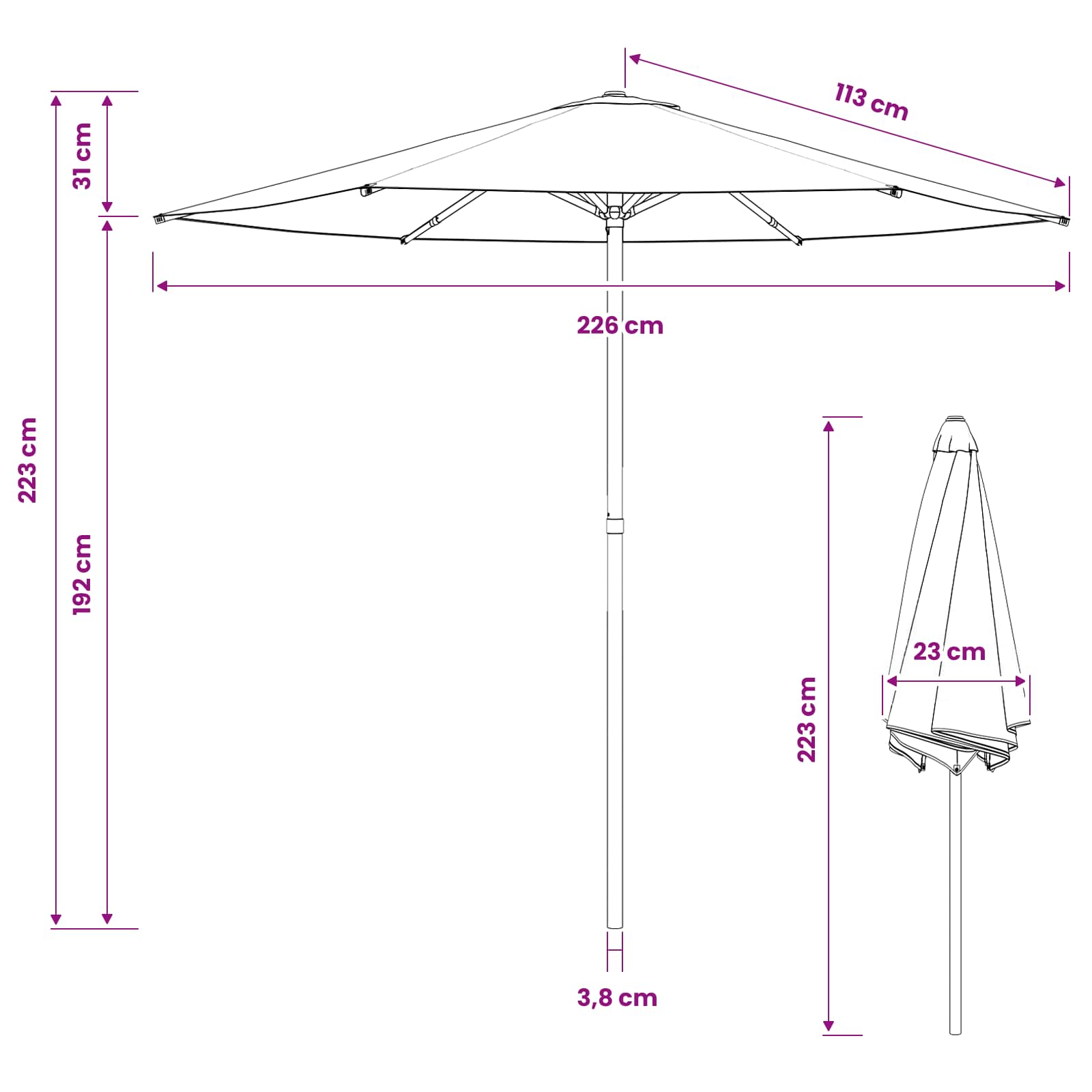 Vrtni suncobran 230 x 230 cm Poliester Pravokutni Sivosmeđa