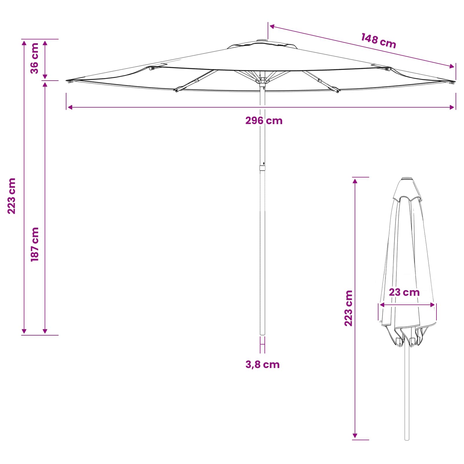 Vrtni suncobran 300 x 300 cm Poliester Pravokutni Krem