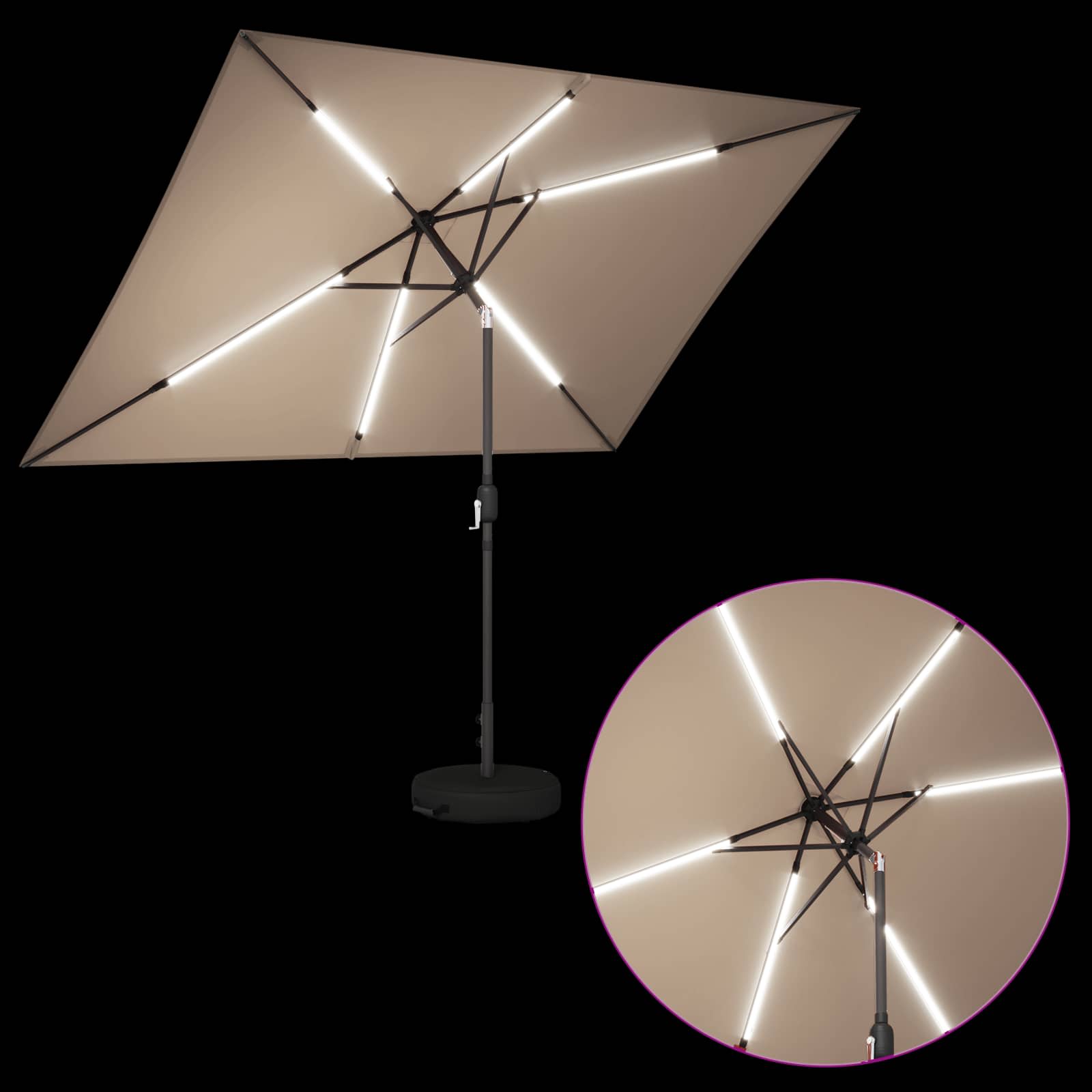 Suncobran za vrt s LED svjetlima i postoljem 200 x 300 cm