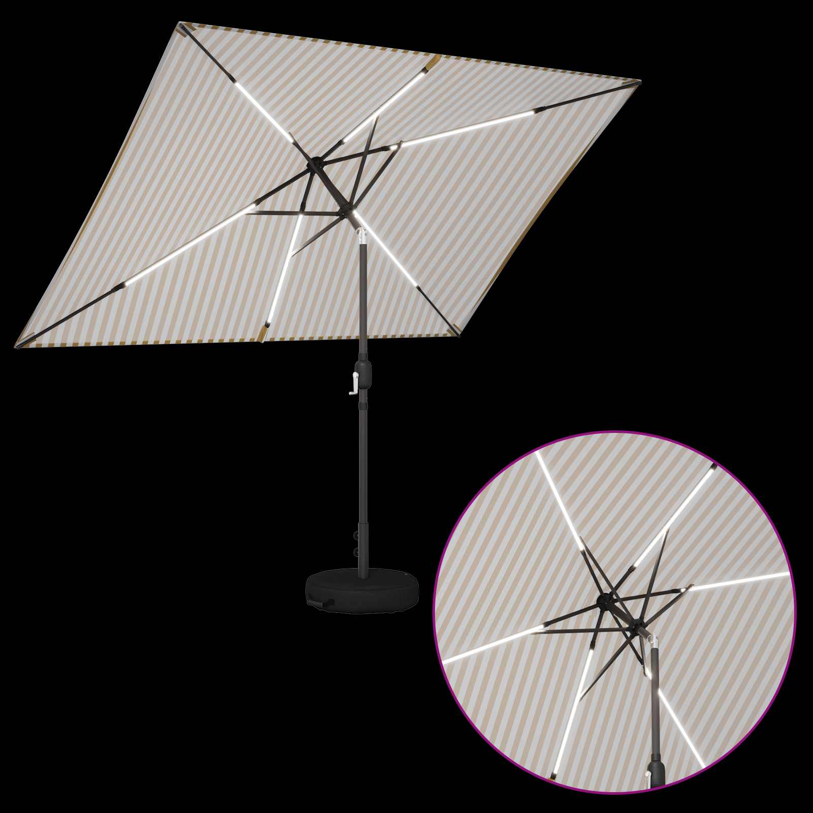 Suncobran za vrt s LED svjetlima i postoljem 200 x 300 cm