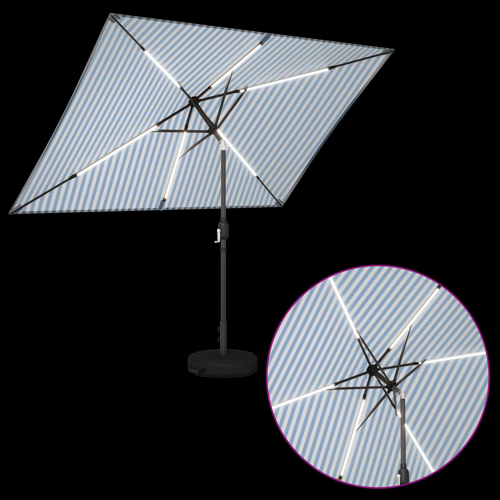 Suncobran za vrt s LED svjetlima i postoljem 200 x 300 cm