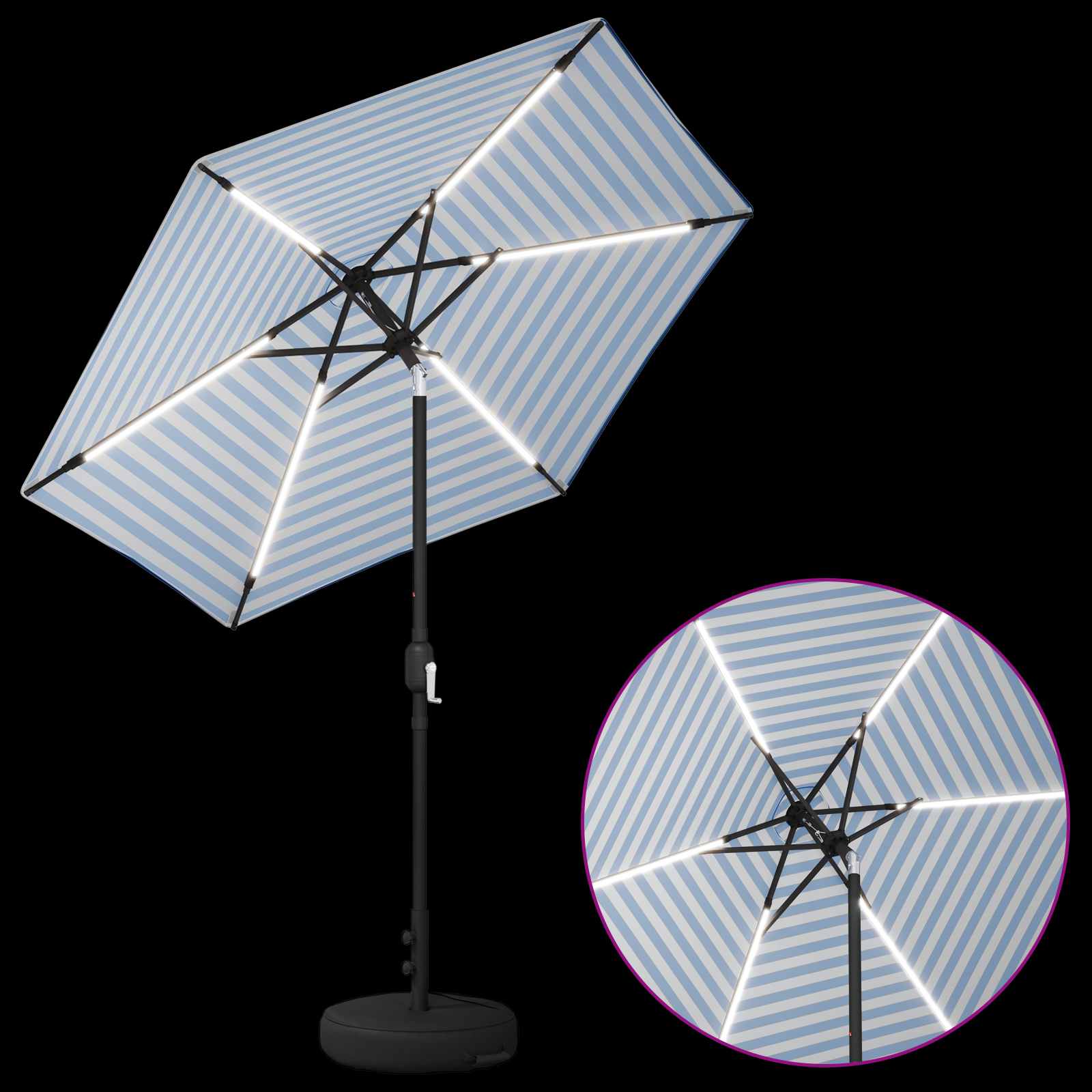Suncobran za vrt s LED svjetlima i postoljem 230 x 230 cm