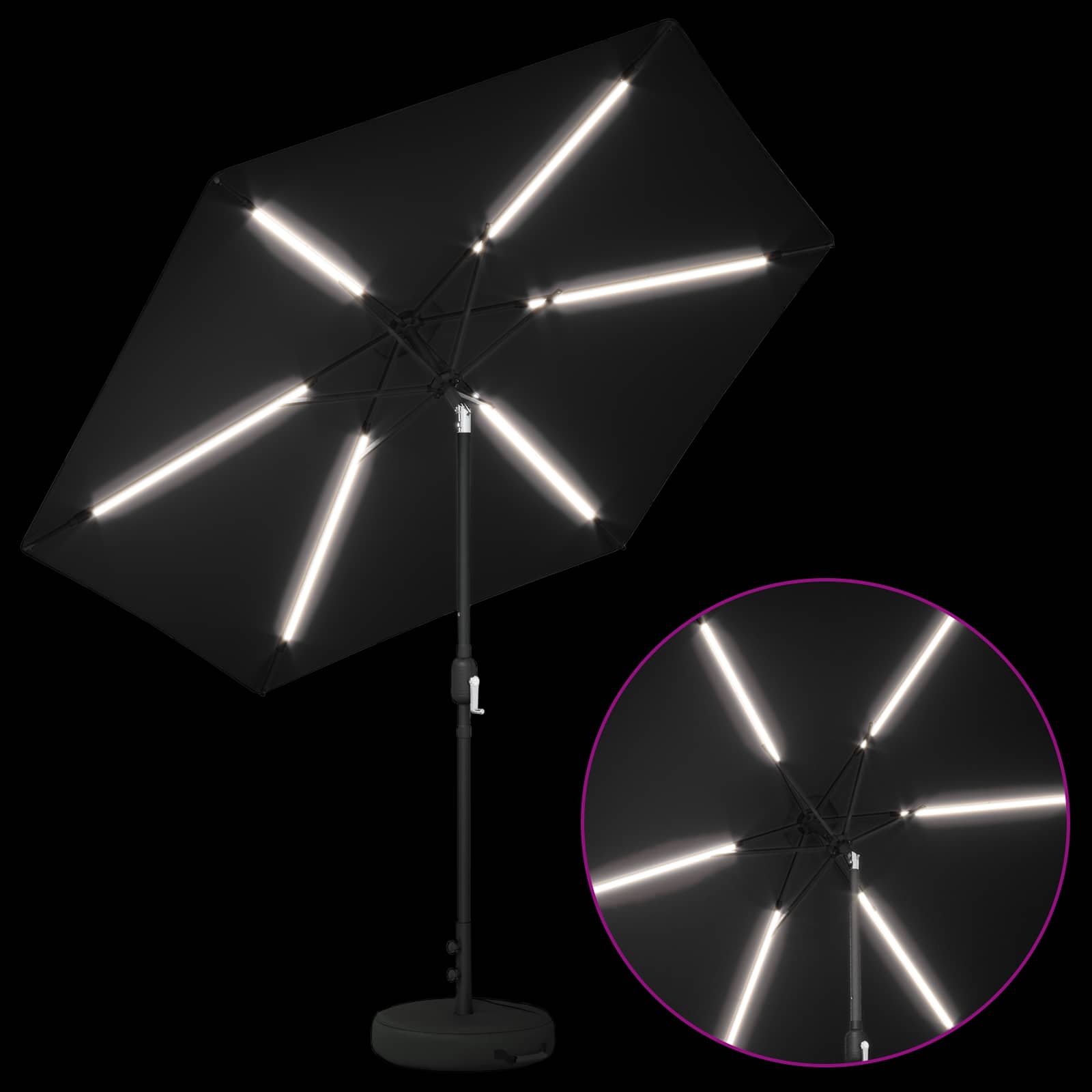 Suncobran za vrt s LED svjetlima i postoljem 270 x 270 cm