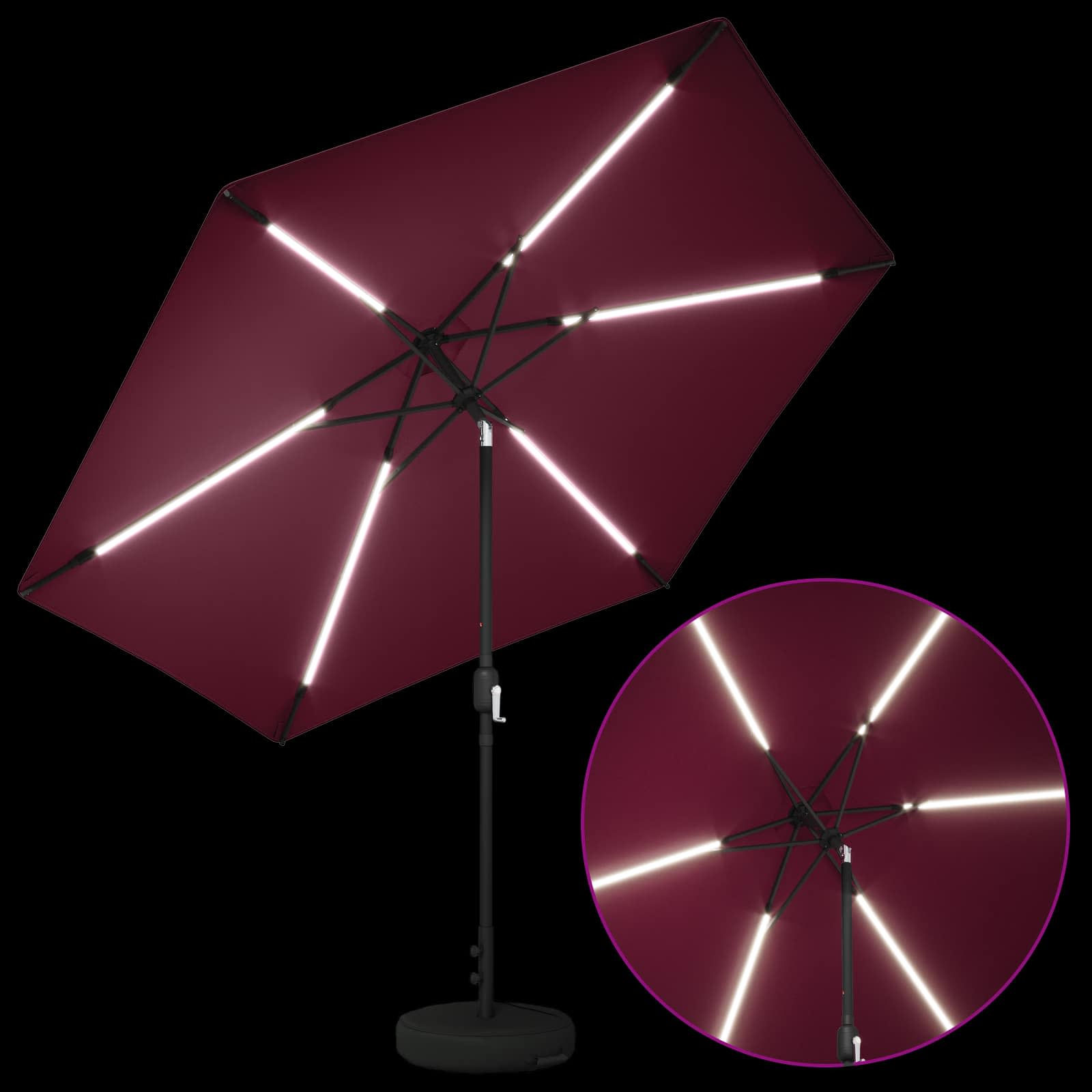Suncobran za vrt s LED svjetlima i postoljem 300 x 300 cm