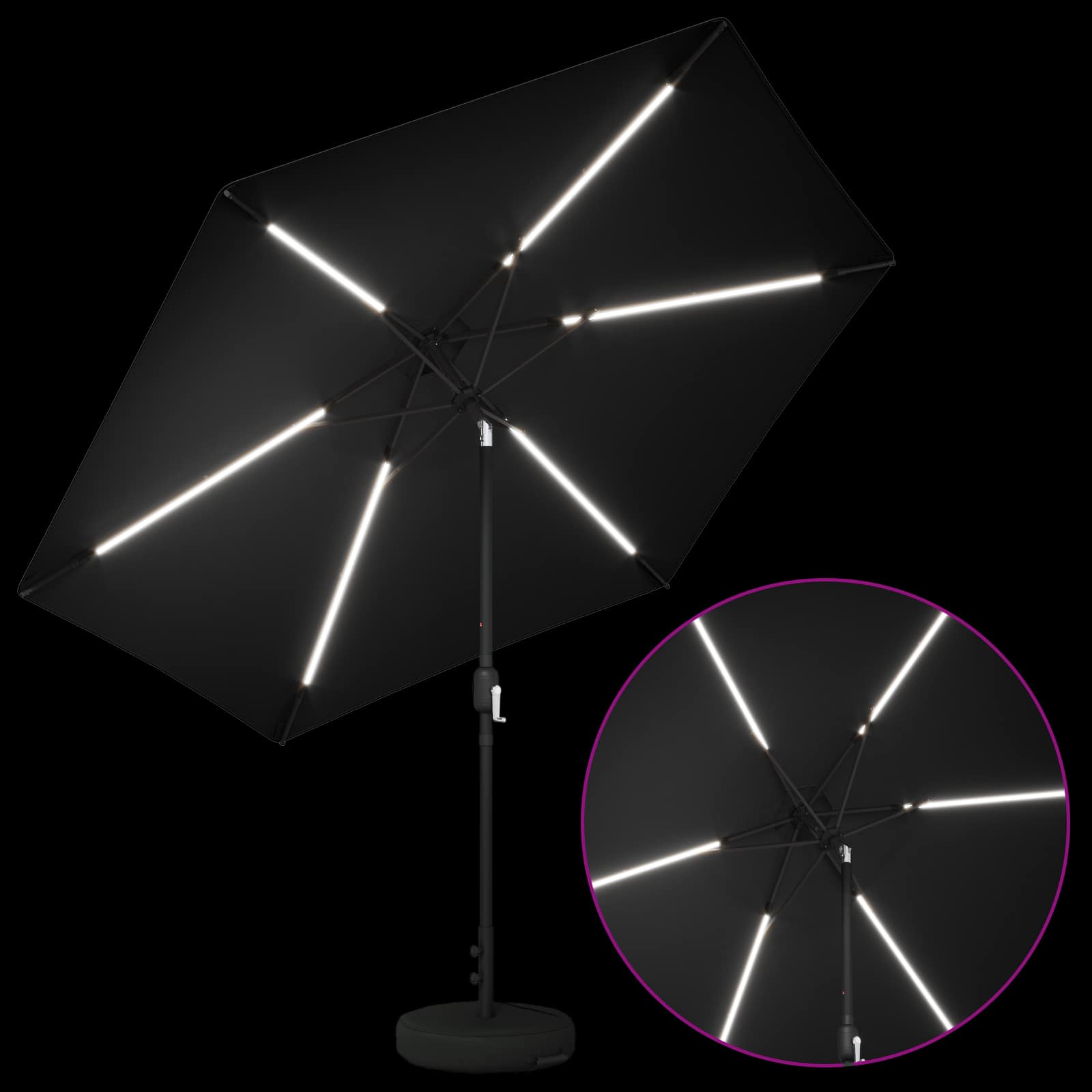 Suncobran za vrt s LED svjetlima i postoljem 300 x 300 cm